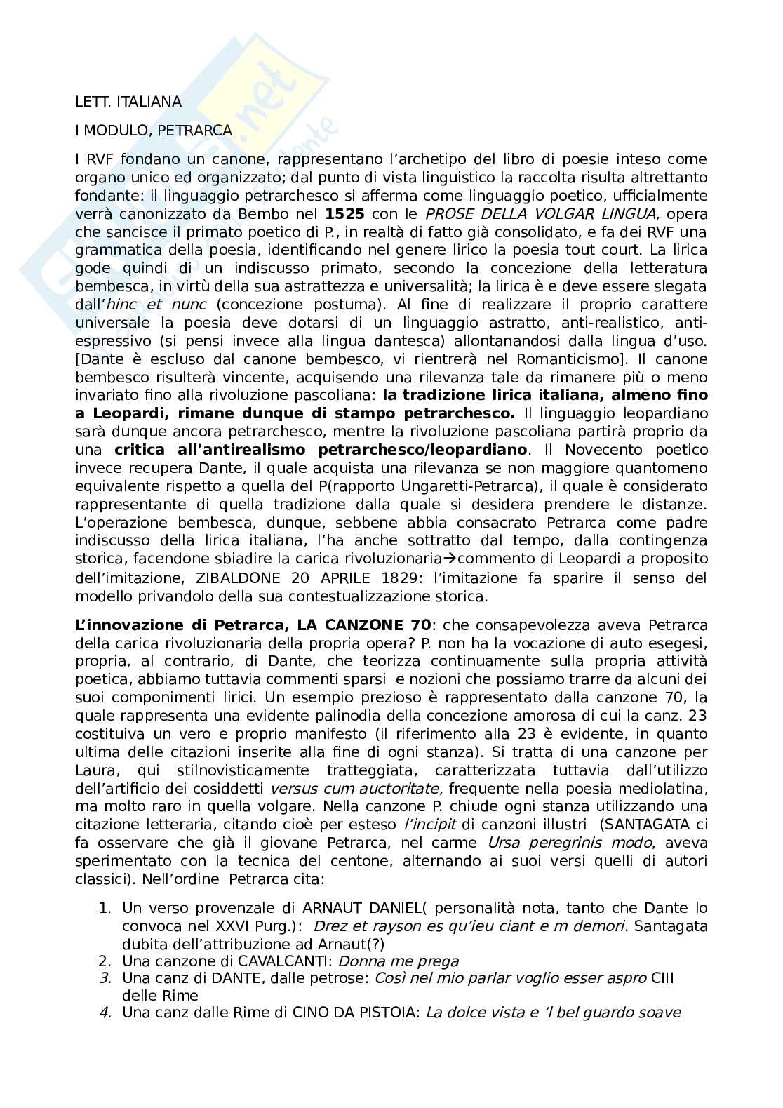 Appunti Letteratura italiana Pag. 1