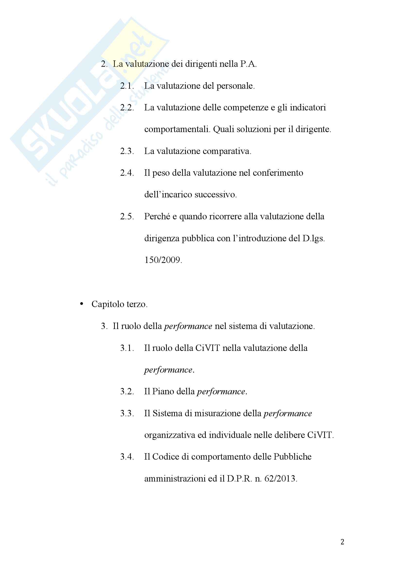 Tesi - La valutazione della dirigenza nelle pubbliche amministrazioni Pag. 2