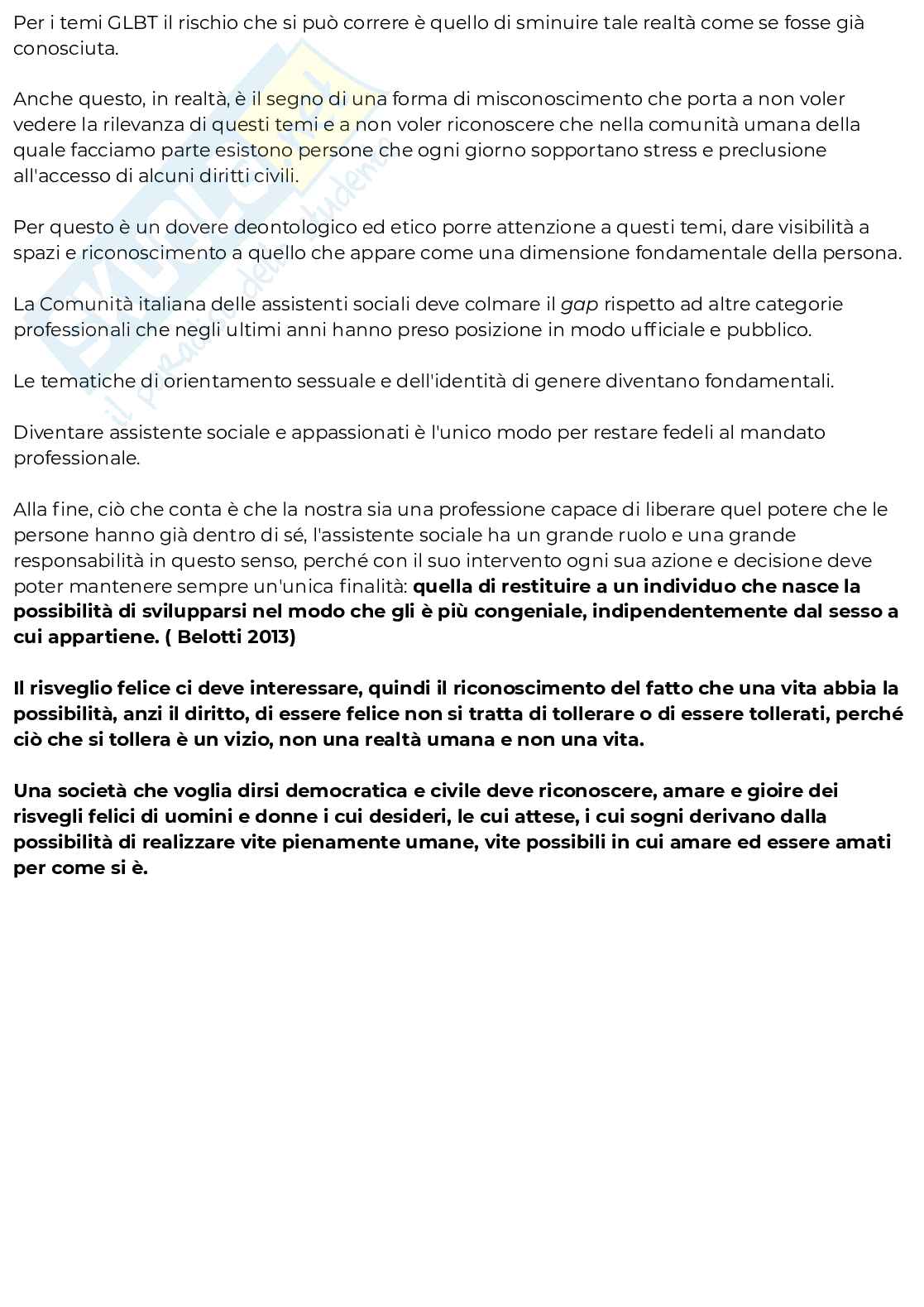 Riassunto esame Principi e fondamenti del servizio sociale, Prof. Abbatecola Emanuela, libro consigliato Orientamento sessuale e identità di genere , Madonia  Pag. 36