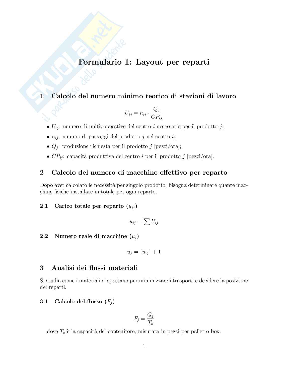 Formulario esercizi Impianti meccanici Pag. 1