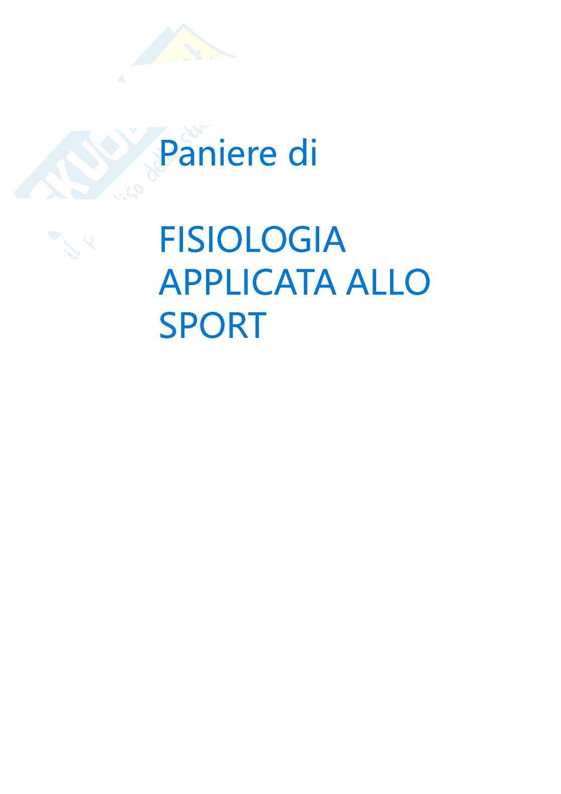 Paniere di Fisiologia applicata allo sport Pag. 1