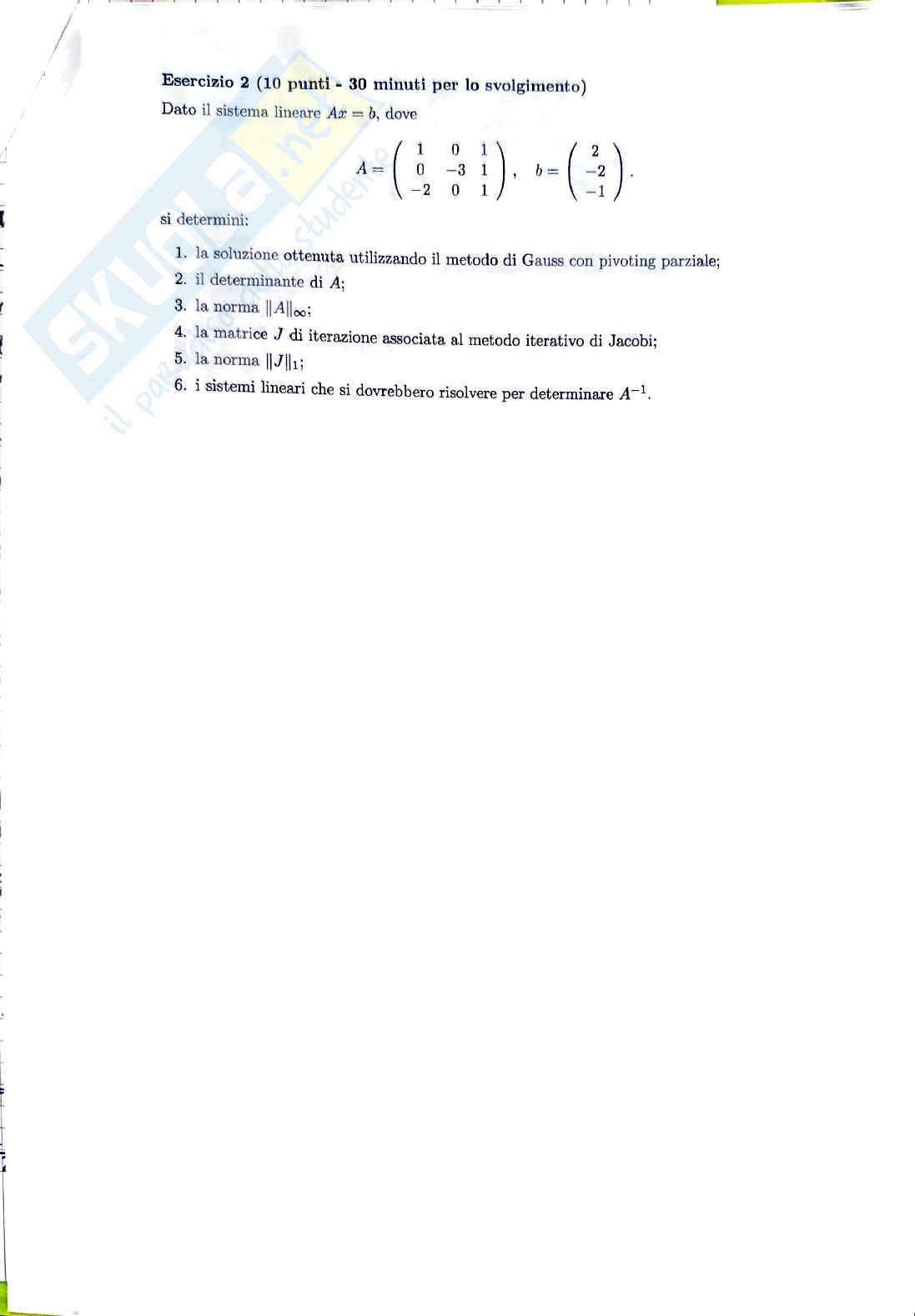 Esame Calcolo numerico 16 Giugno 2020 Pag. 2