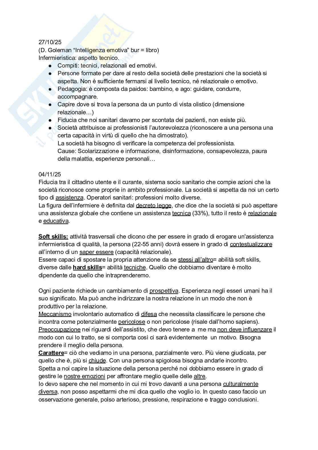 Pedagogia applicata all’infermieristica  Pag. 1