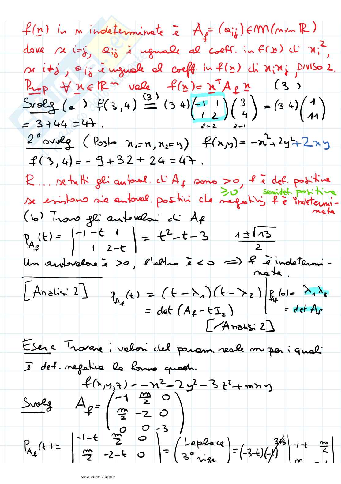 Appunti di Fondamenti di algebra lineare e geometria Pag. 2
