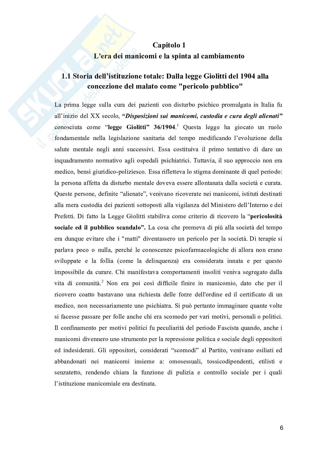 Evoluzione dell'assistenza psichiatrica: dalla chiusura dei manicomi ai moderni centri di salute mentale e comunità terapeutiche Pag. 6
