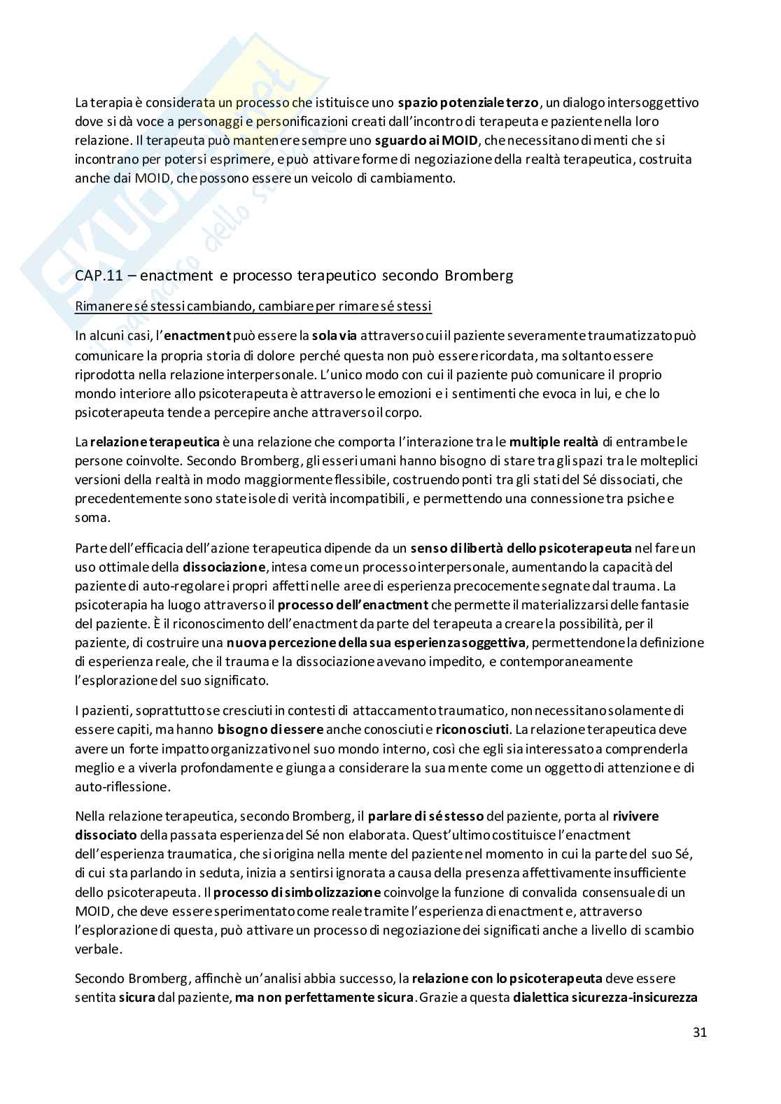 Riassunto esame psicologia clinica relazionale e dell’attaccamento, prof. Albasi, libro consigliato Attaccamenti traumatici, Albasi Pag. 31