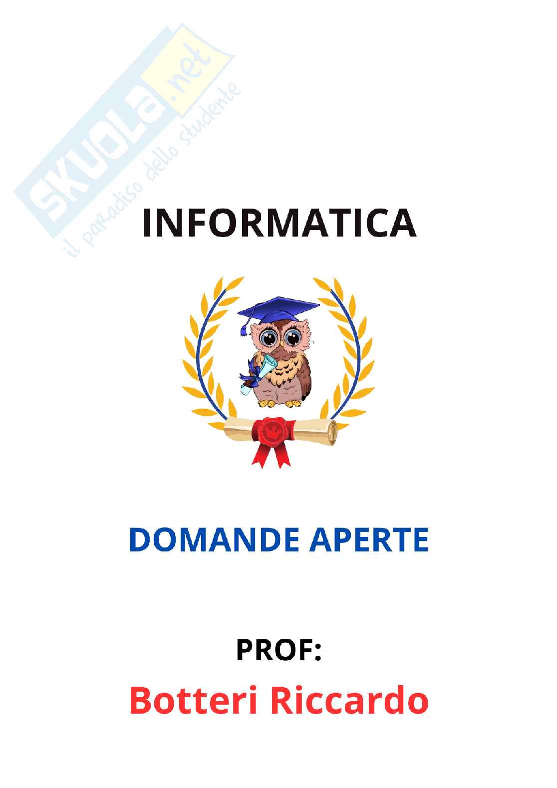 Paniere Informatica - Risposte aperte - aggiornato (2026) Pag. 1