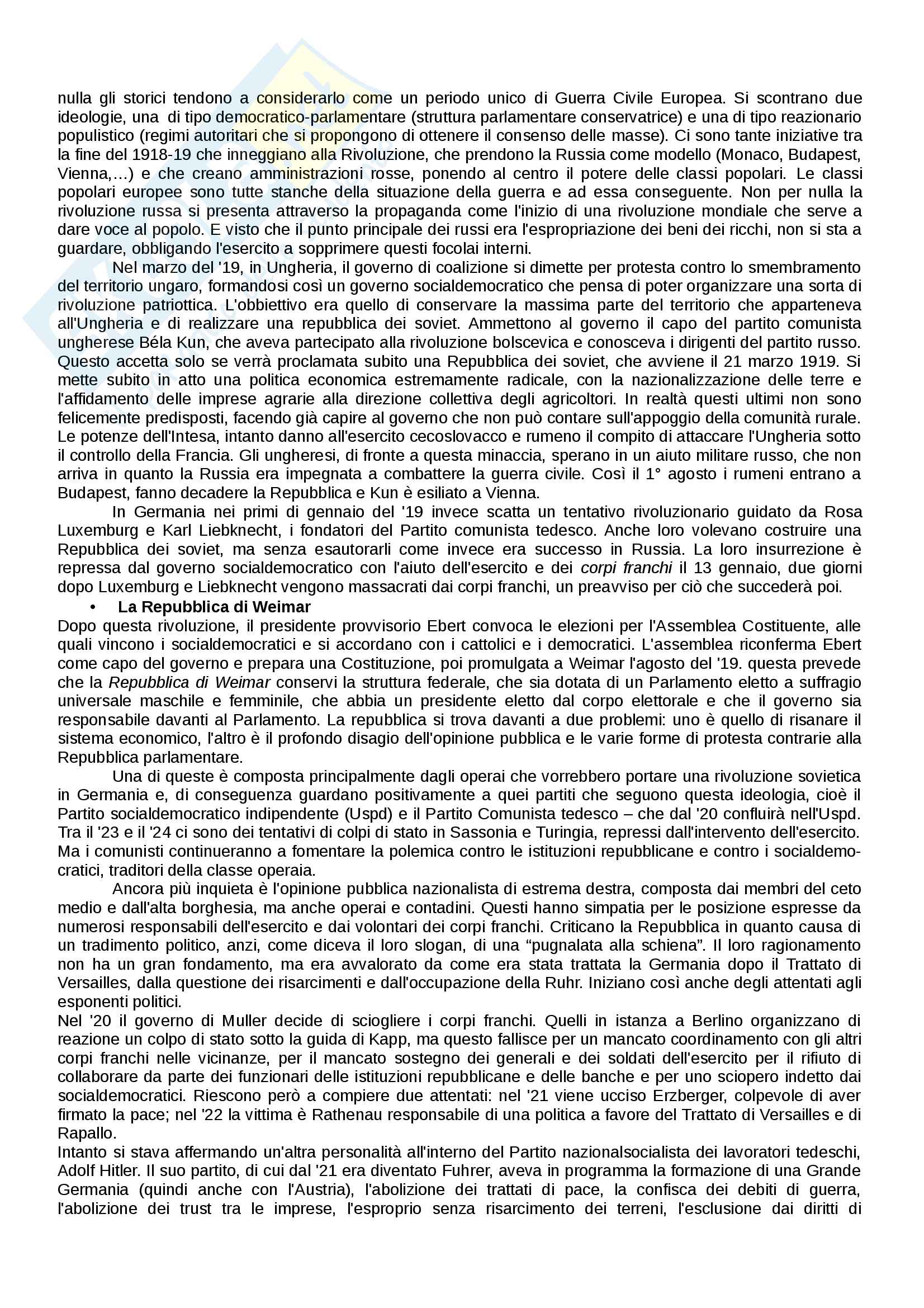 L Età Contemporanea Dalla Grande Guerra A Oggi