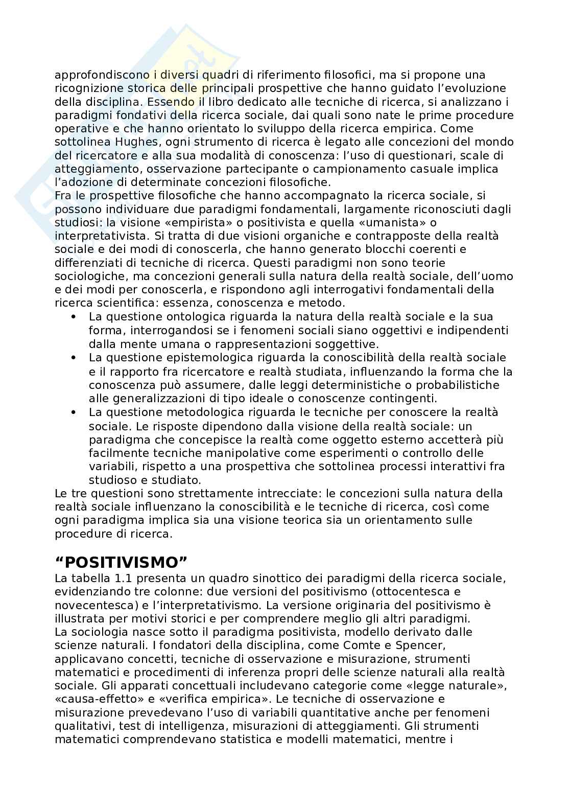 Riassunto esame Sociologia e metodologia della ricerca, Prof. Bevilacqua Emiliano, libro consigliato La ricerca sociale: metodologia e tecniche, Corbetta Pag. 2