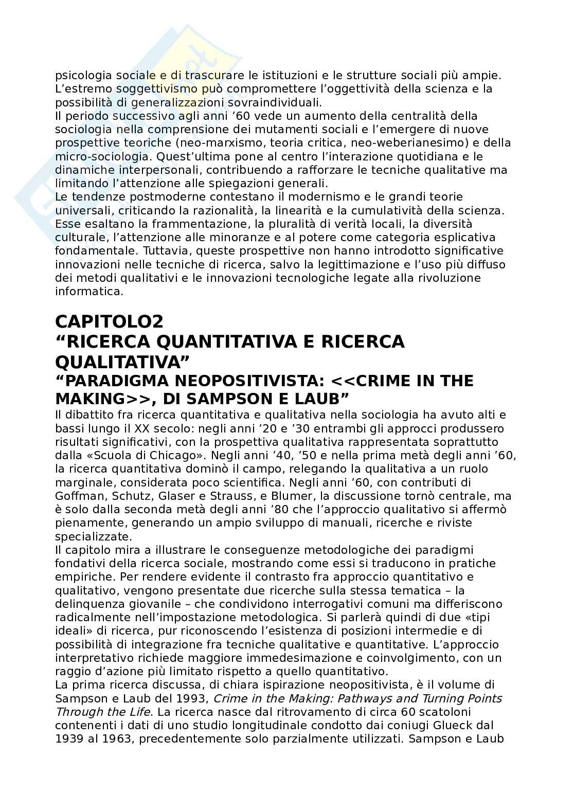 Riassunto esame Sociologia e metodologia della ricerca, Prof. Bevilacqua Emiliano, libro consigliato La ricerca sociale: metodologia e tecniche, Corbetta Pag. 6