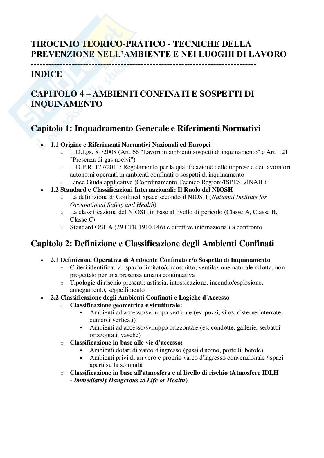 Tirocinio 2 - Ambienti confinati  Pag. 1