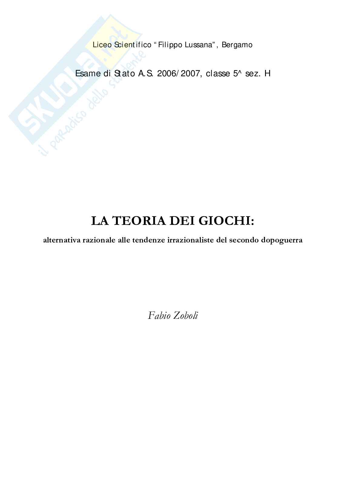 La teoria dei giochi Pag. 1