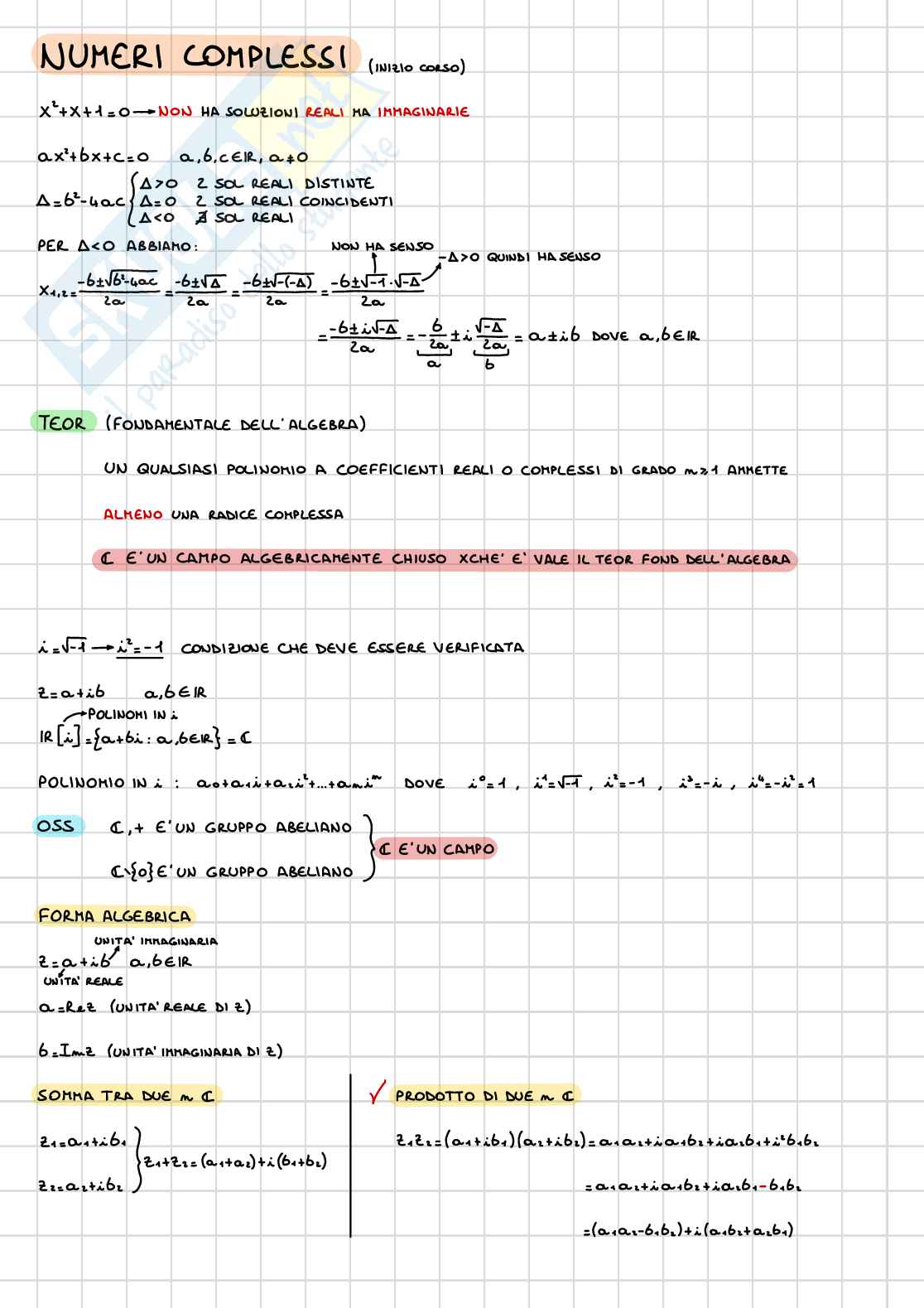Numeri complessi Pag. 1