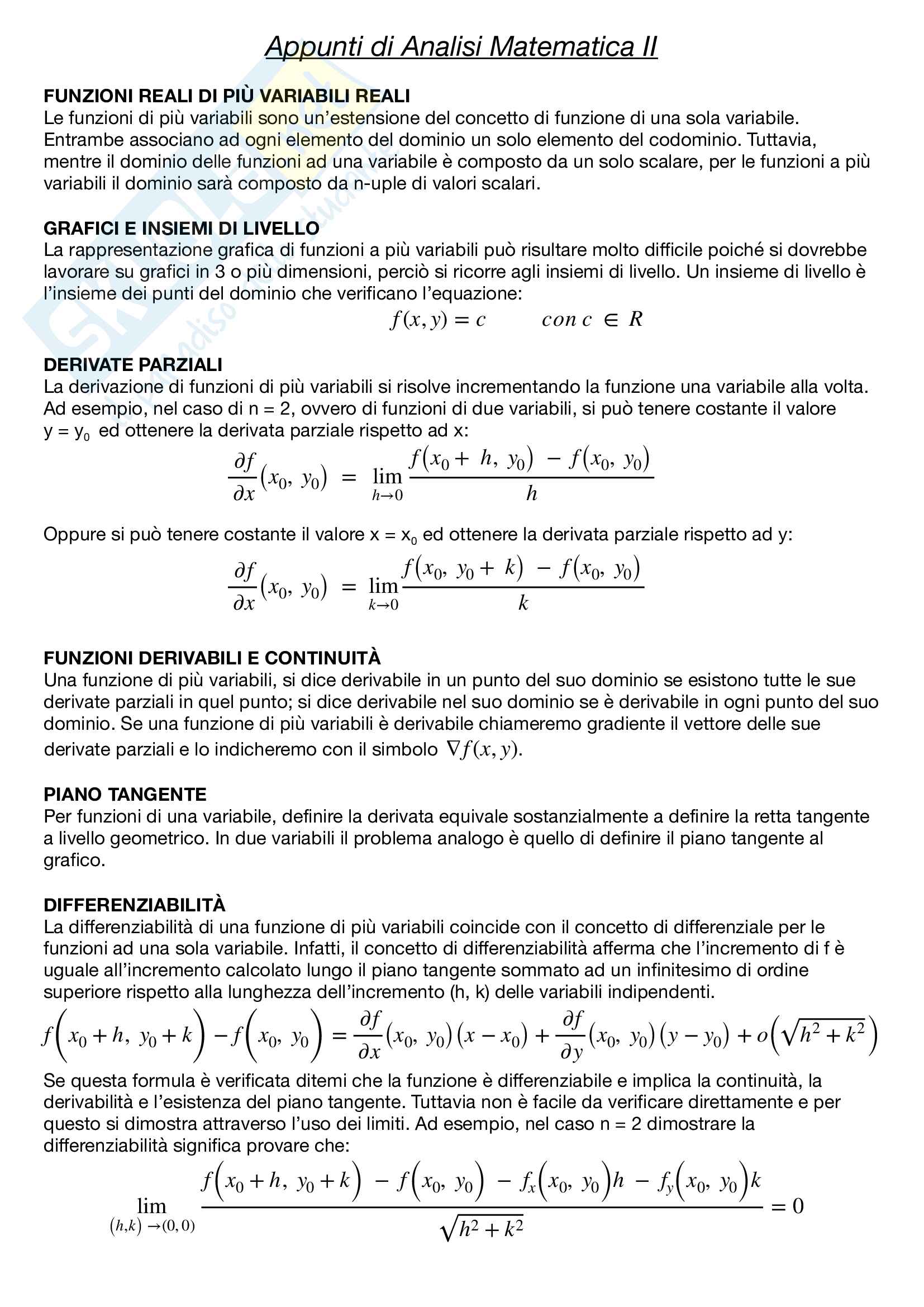 Analisi Matematica II Pag. 2