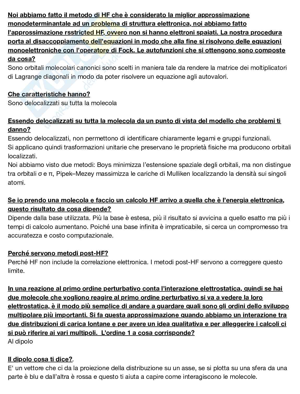 Esame orale svolto con domande e risposte Chimica fisica 1 Pag. 6