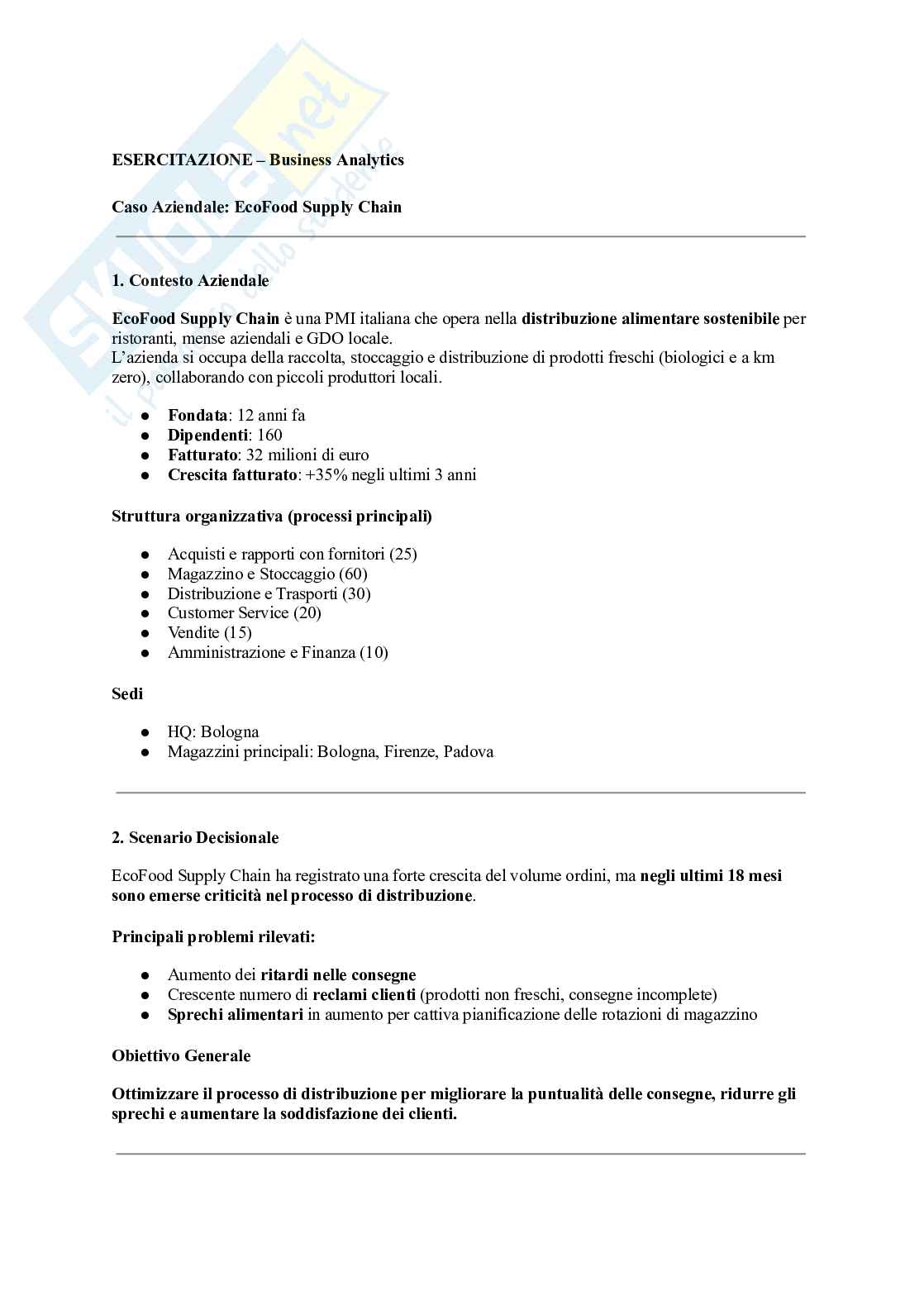 Esercitazione di Business analytics Pag. 1