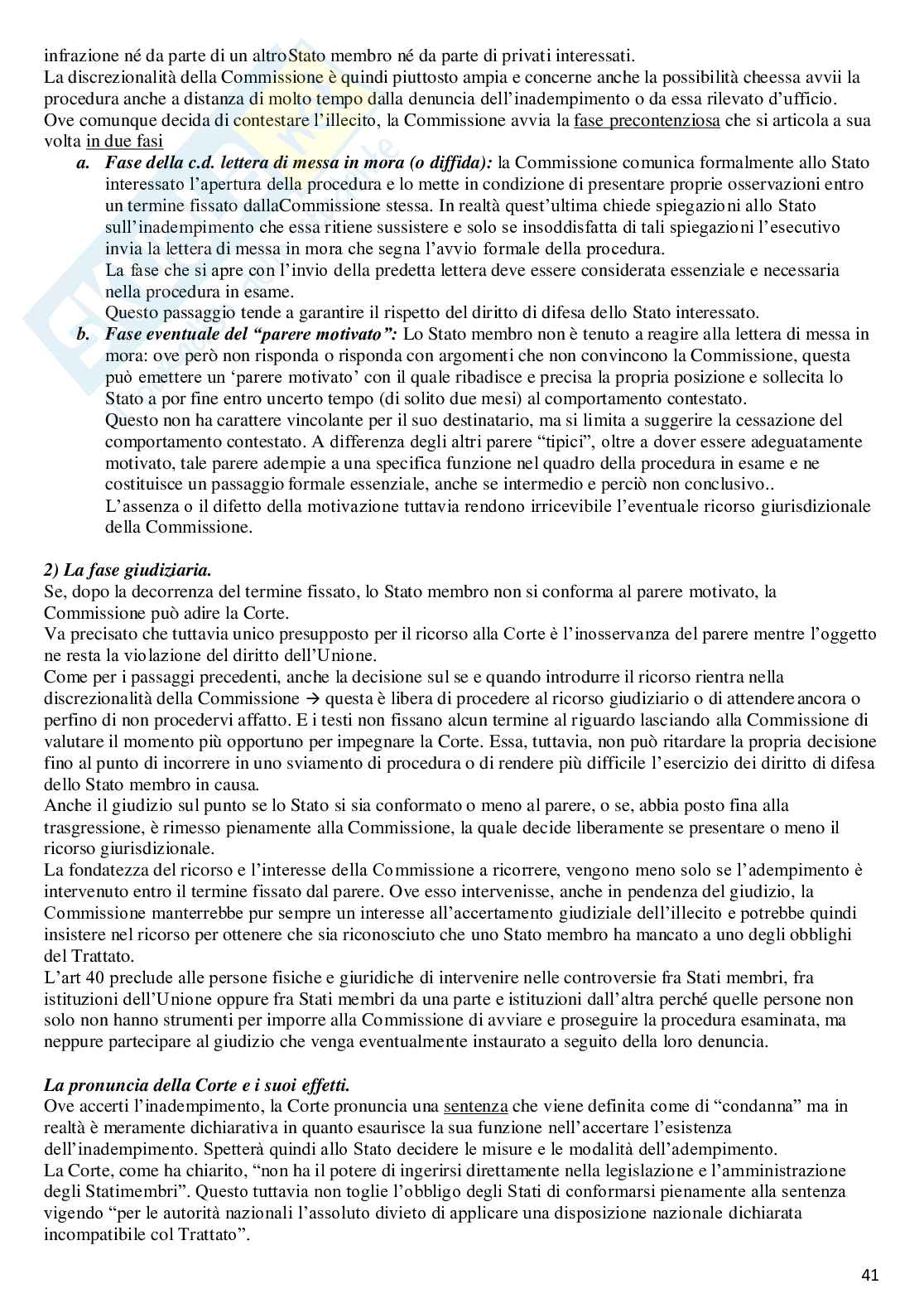 Riassunto esame Diritto dell'unione europea, Prof. Amalfitano Chiara, libro consigliato Manuale di diritto dell'Unione Europea, Tizzano  Pag. 41