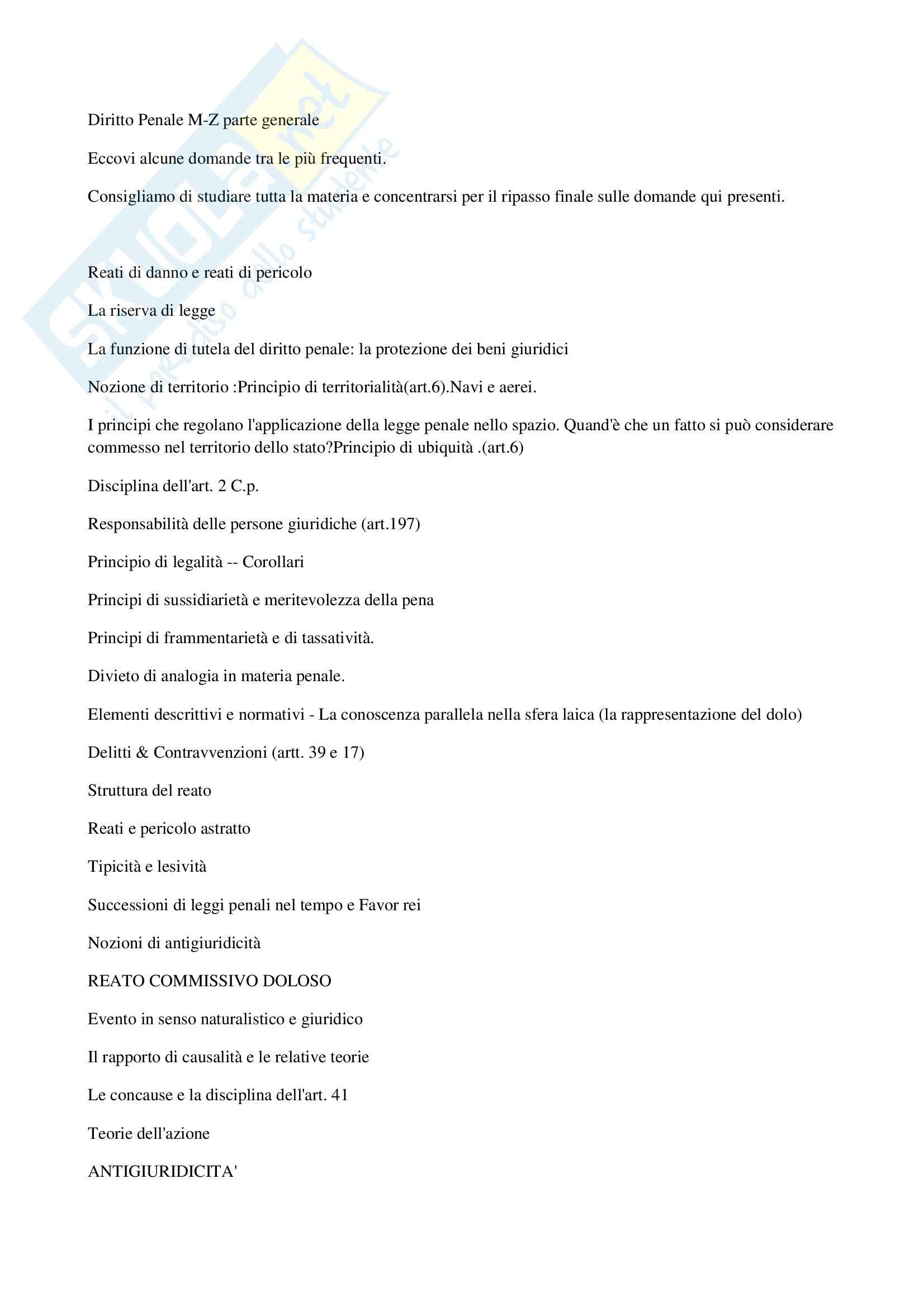 Diritto penale - Domande Pag. 1
