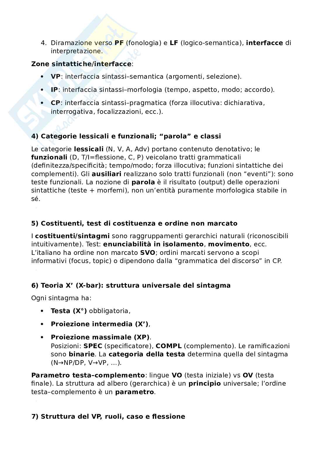 Riassunto esame Linguistica generale 1b, Prof. Frascarelli Mara, libro consigliato La linguistica, Frascarelli Pag. 2
