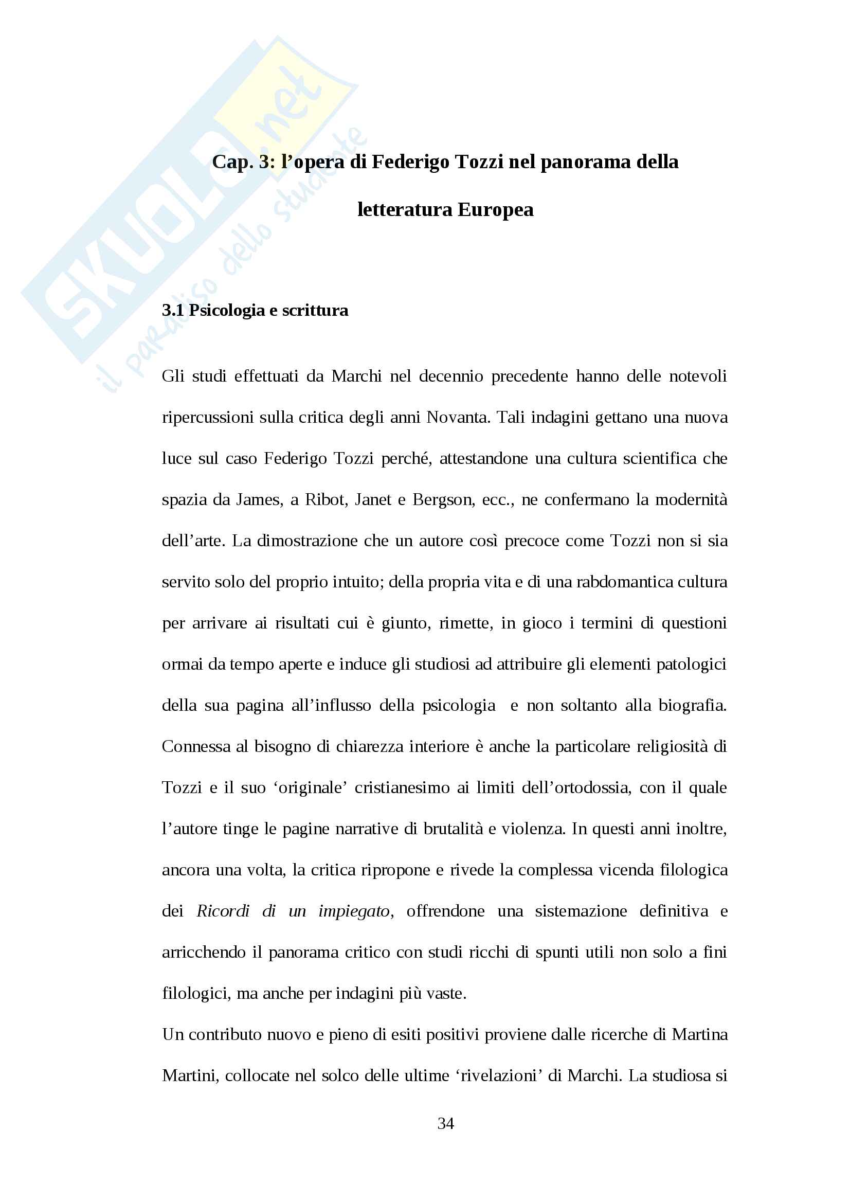 Il romanzo del 900 tra naturalismo e romanzo psicologico: le opere di Federigo Tozzi Pag. 36