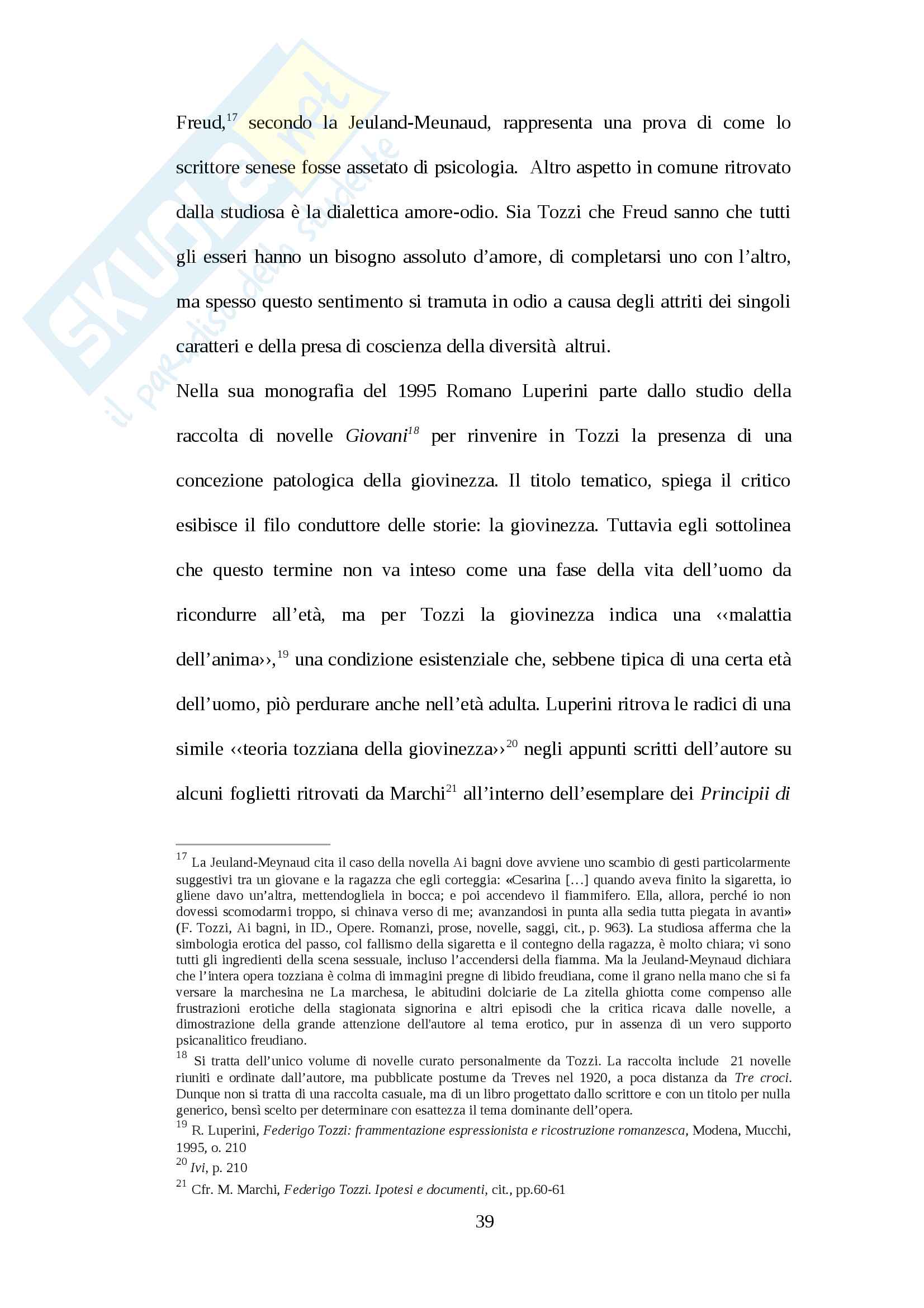 Il romanzo del 900 tra naturalismo e romanzo psicologico: le opere di Federigo Tozzi Pag. 41