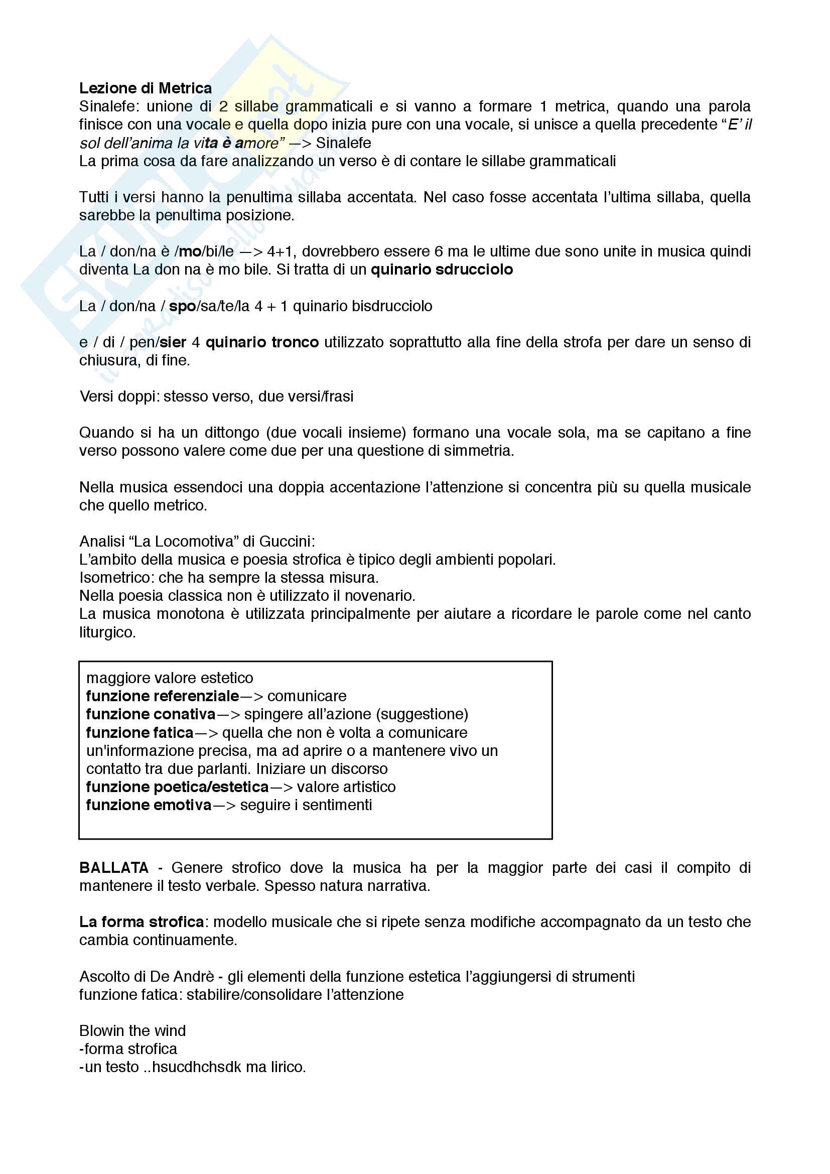 Forme di poesia per musica appunti Pag. 2