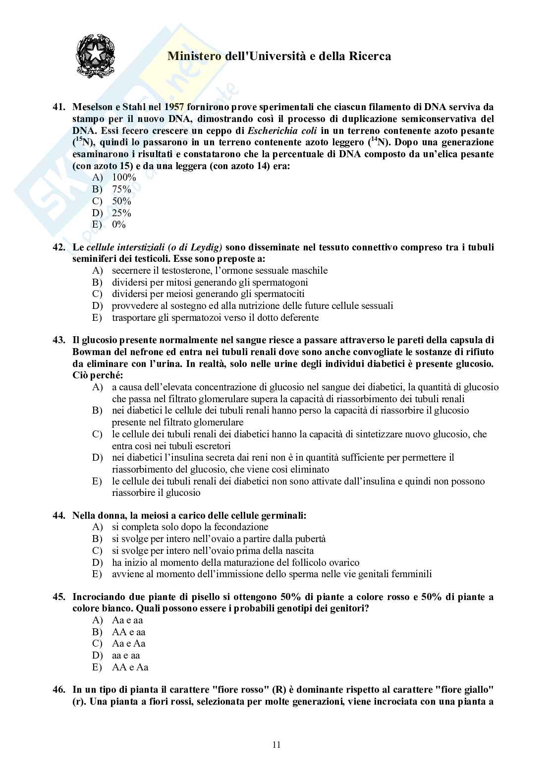 2006 Veterinaria: test di ammissione Pag. 11