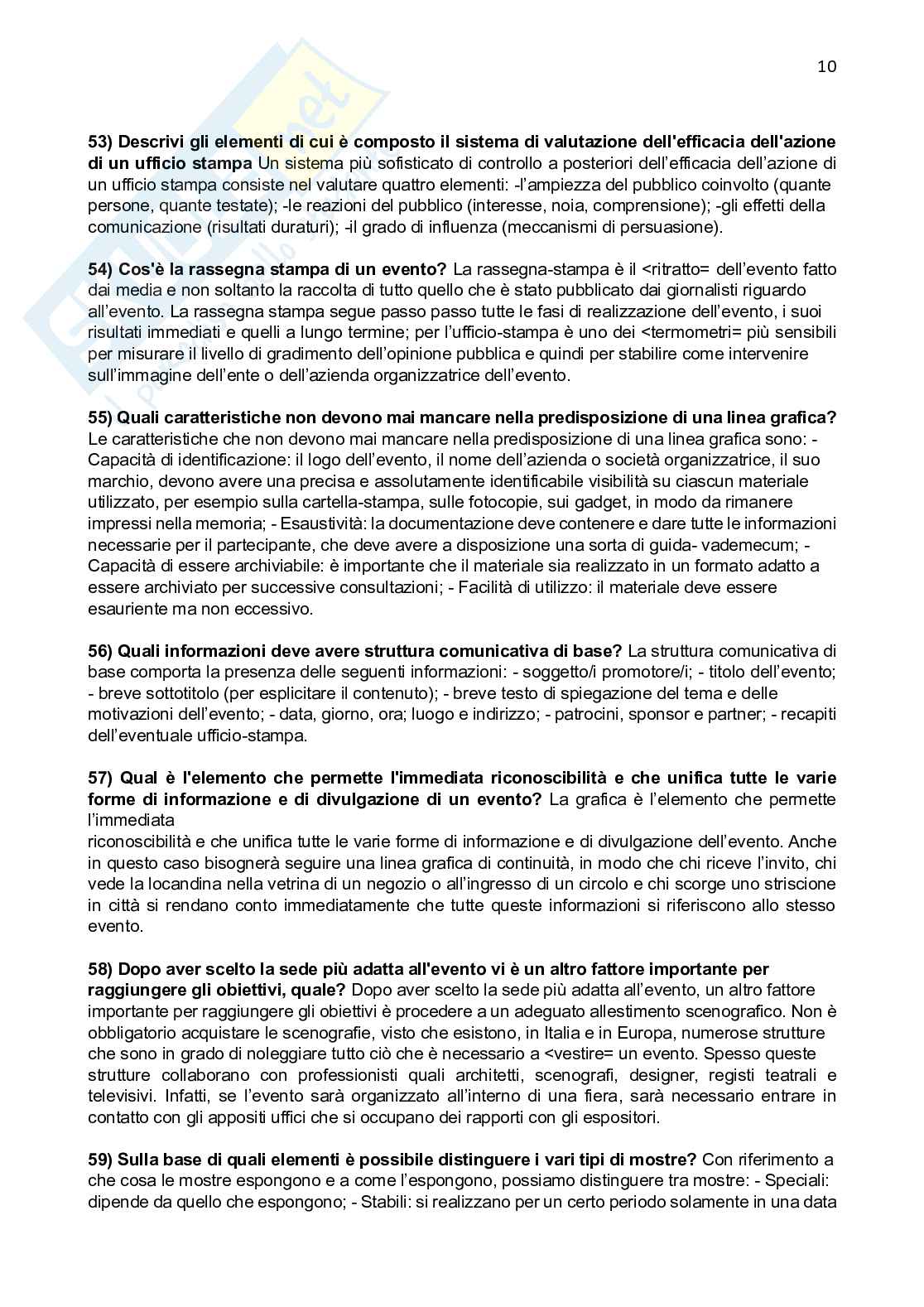 Paniere Organizzazione di eventi e ufficio stampa - Risposte aperte - aggiornato (2026) Pag. 11