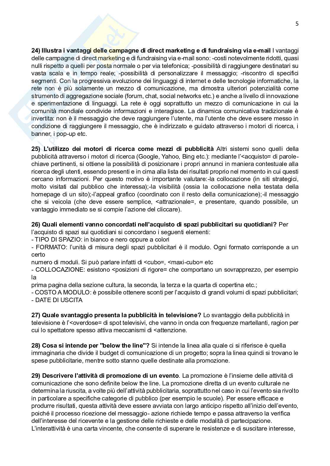 Paniere Organizzazione di eventi e ufficio stampa - Risposte aperte - aggiornato (2026) Pag. 6