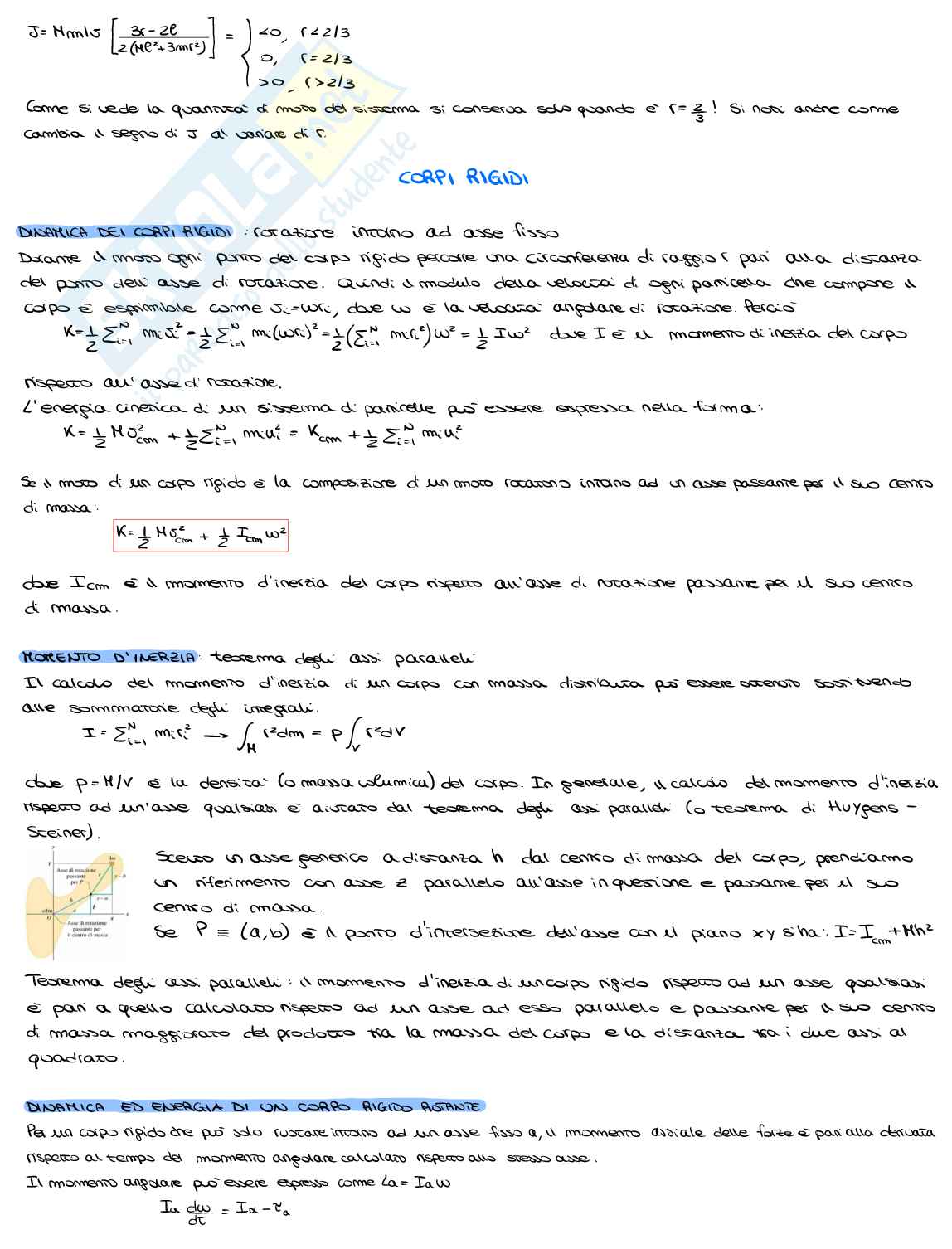 Appunti: sistemi di particelle, urti e corpi rigidi Pag. 6