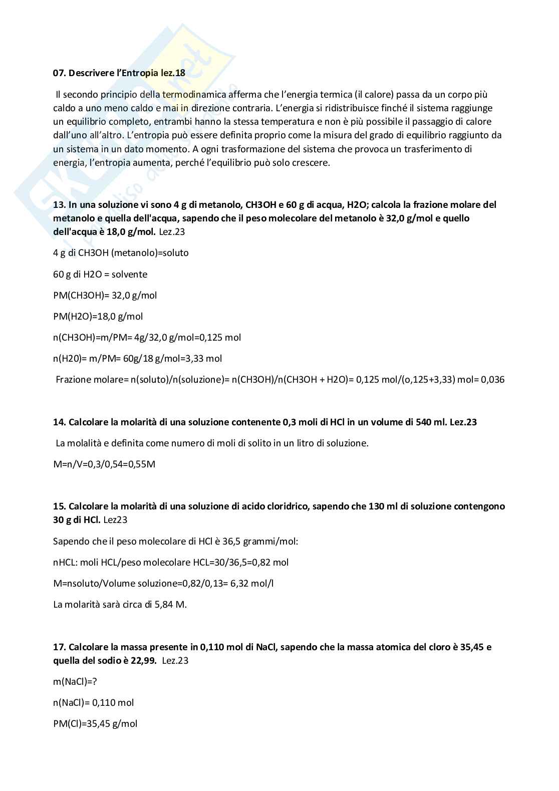 Paniere Chimica generale e inorganica - Risposte aperte - aggiornato (2026) Pag. 11