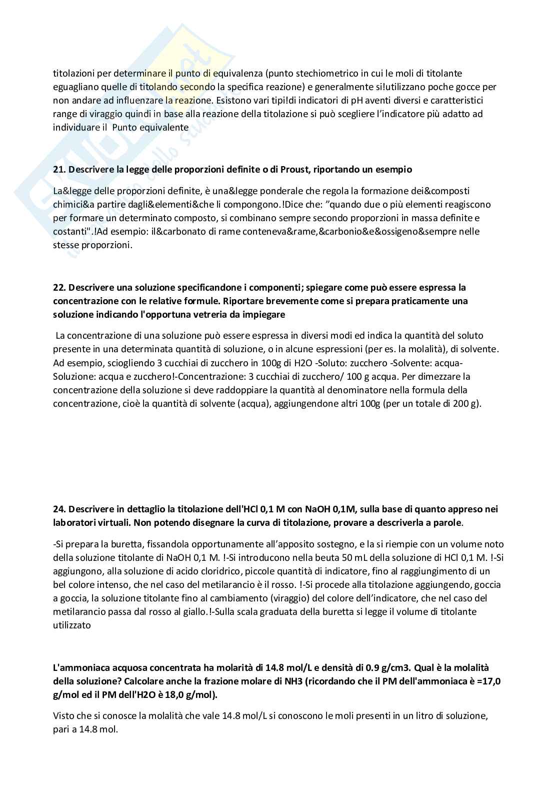 Paniere Chimica generale e inorganica - Risposte aperte - aggiornato (2026) Pag. 16