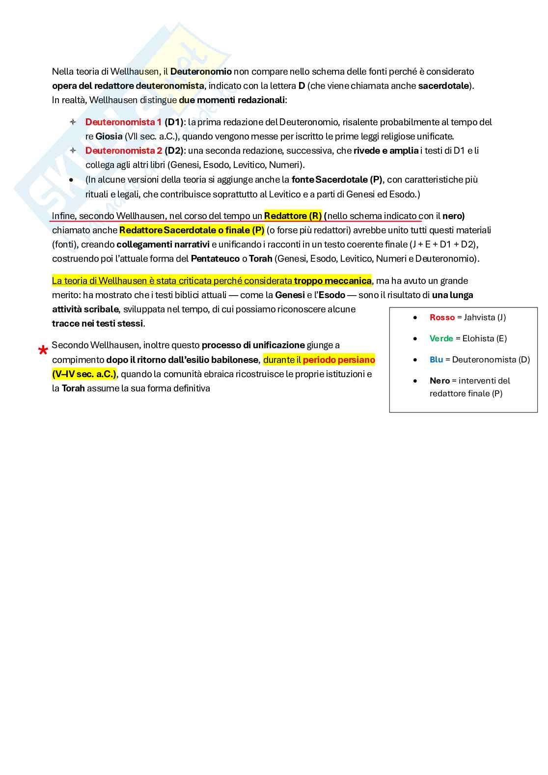 Riassunto esame Storia del cristianesimo, Prof. Arcari Luca, libro consigliato E il Signore parlò a Mosè, Satlow Pag. 31