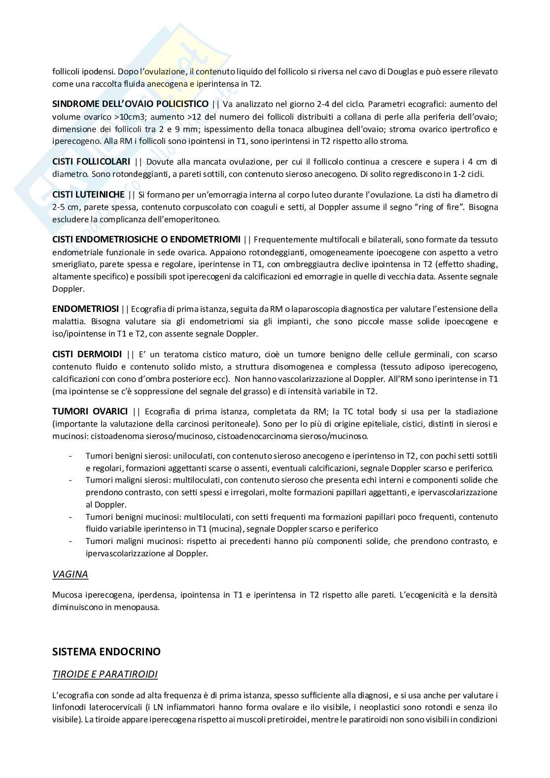 Riassunto esame Diagnostica per Immagini, parte speciale, libro consigliato Diagnostica per immagini e radioterapia, Cittadini Pag. 16
