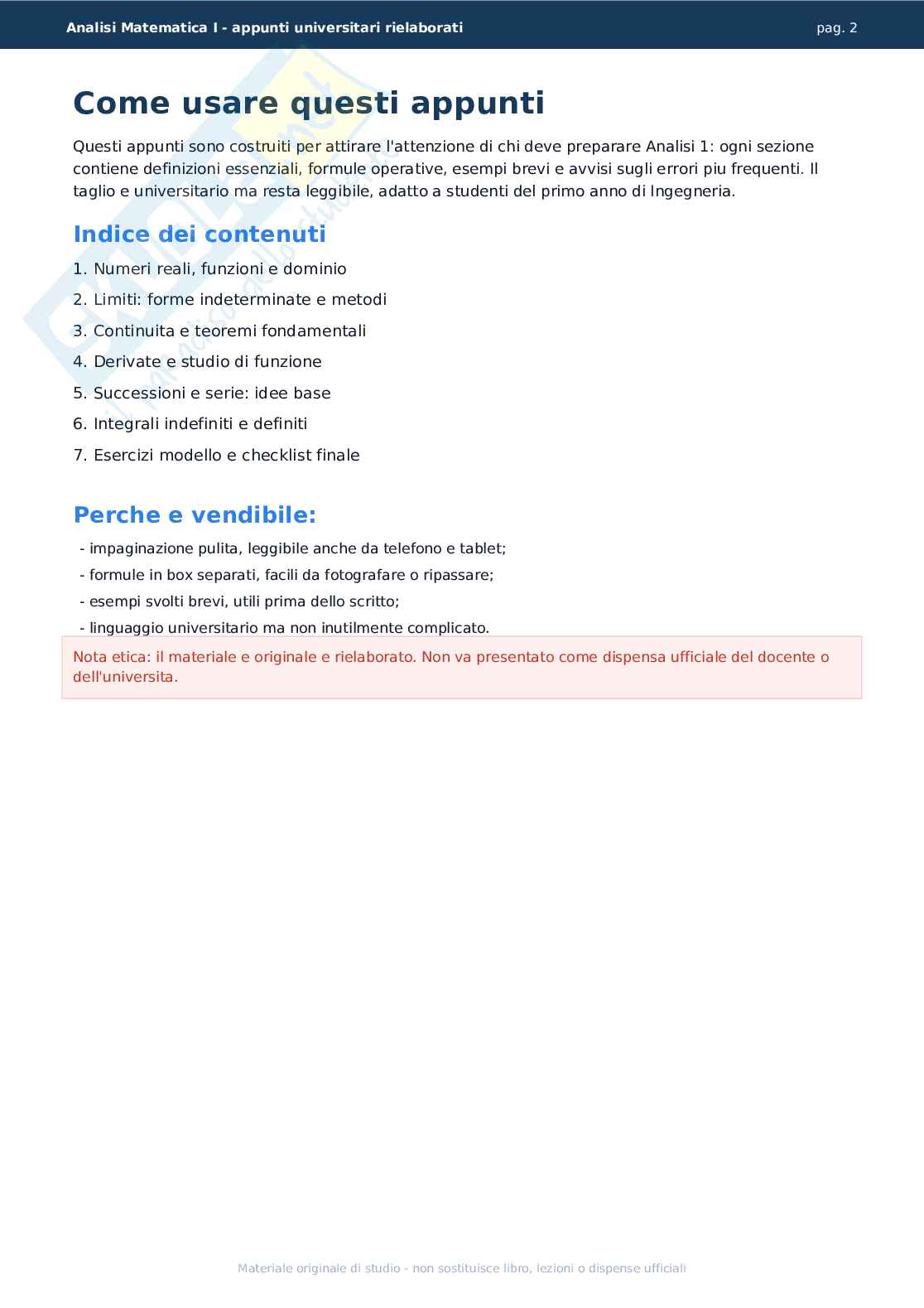 Analisi Matematica I Pag. 2