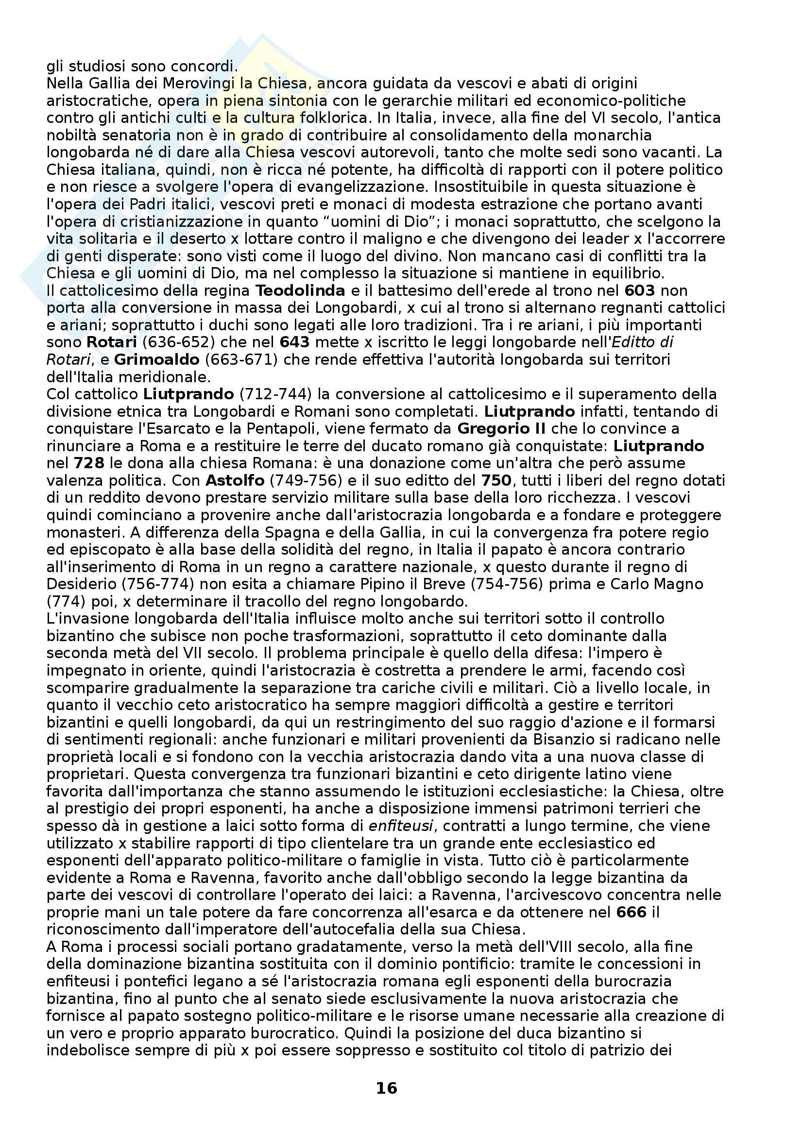 Riassunto esame Storia medievale, prof. Figliuolo, libro consigliato Medioevo, I caratteri originali di un'età di transizione, Vitolo Pag. 16