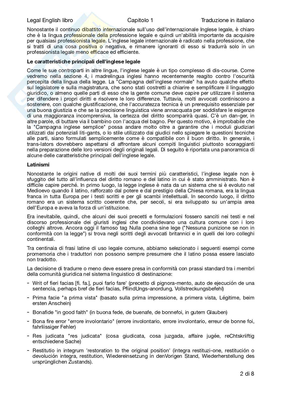 Riassunto esame Legal english, Prof. Metushi Megi, libro consigliato English for law business & entrepreneurship , Nicola pelizzari Pag. 2