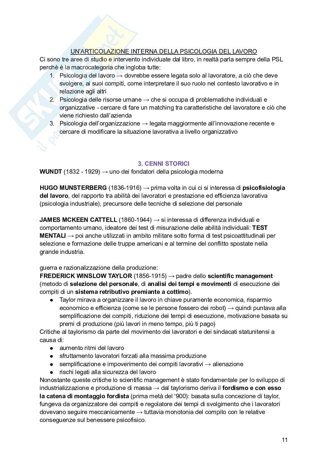 Psicologia del lavoro e delle organizzazioni (teoria, modelli applicativi e tematiche lavorative) Pag. 11