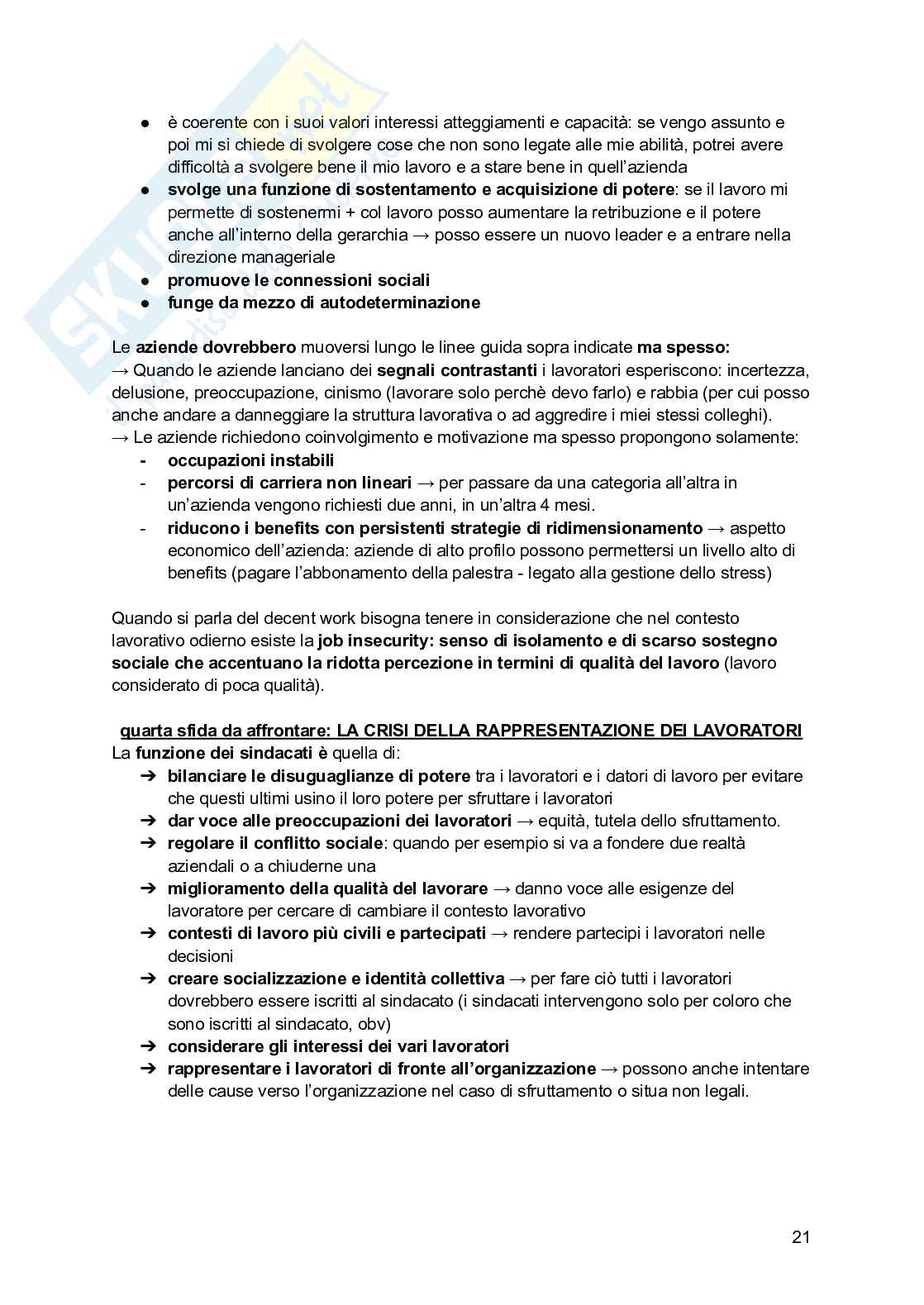 Psicologia del lavoro e delle organizzazioni (teoria, modelli applicativi e tematiche lavorative) Pag. 21
