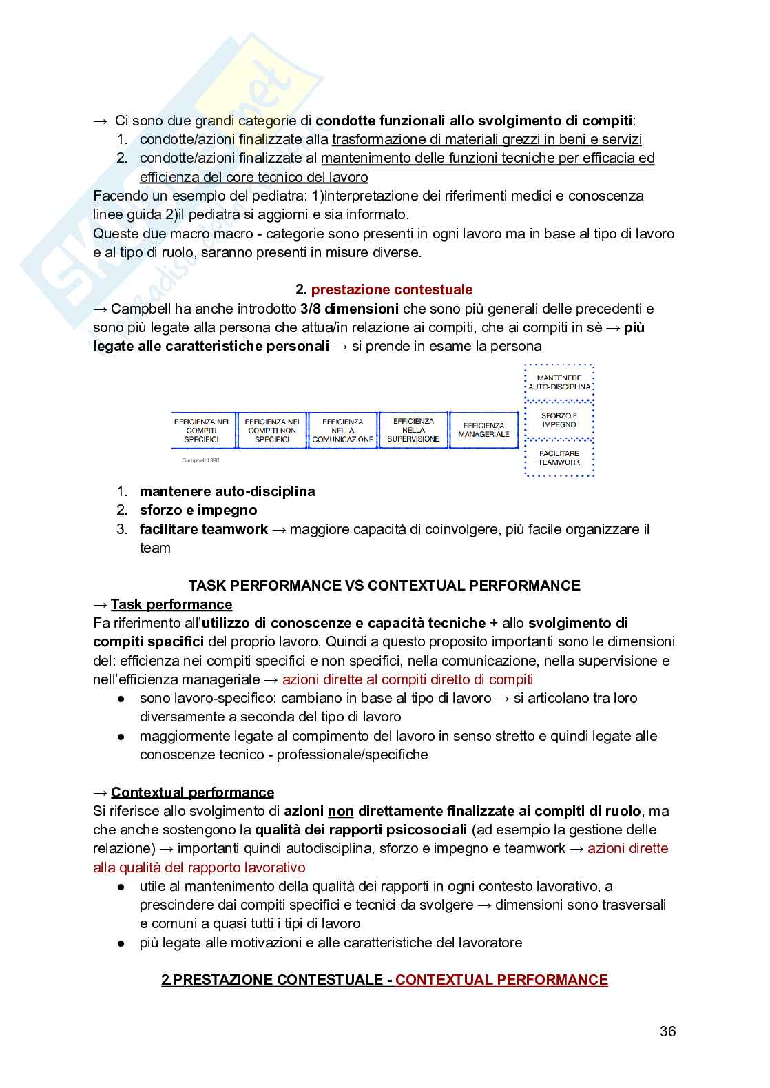 Psicologia del lavoro e delle organizzazioni (teoria, modelli applicativi e tematiche lavorative) Pag. 36
