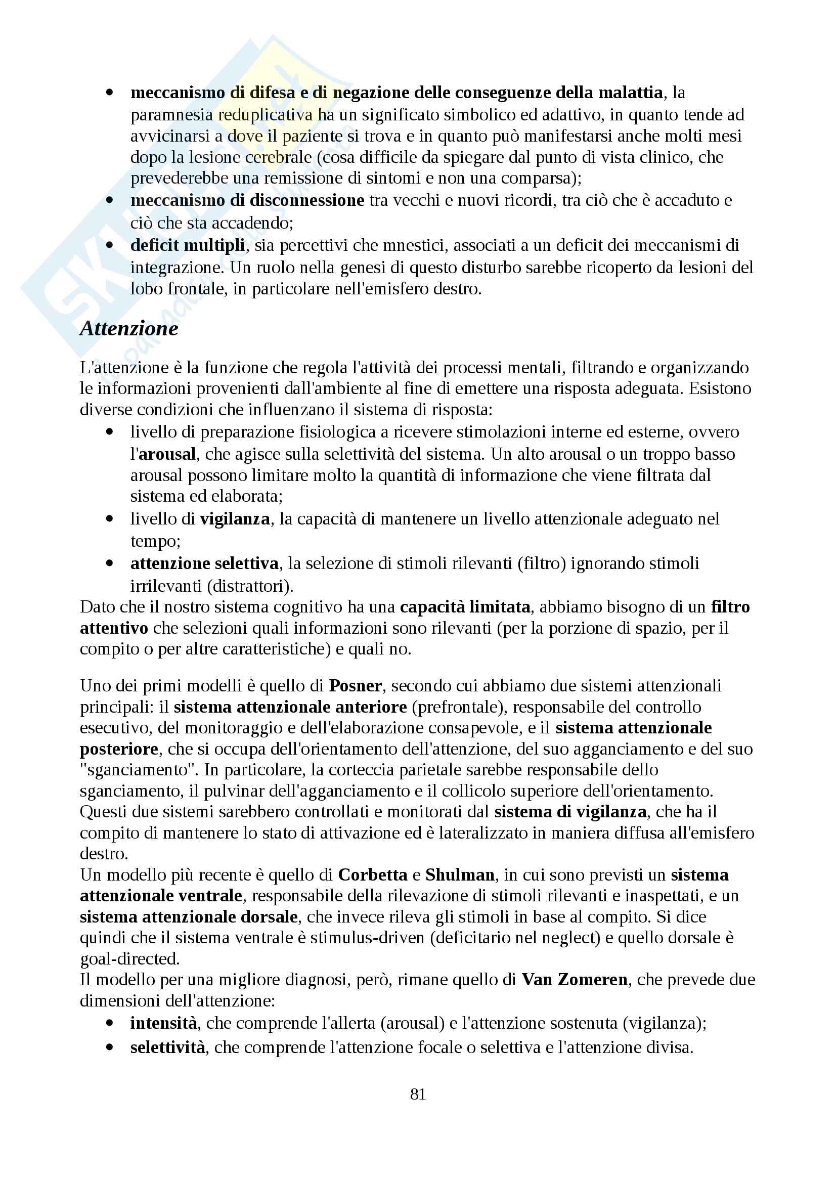 Lezioni, Neuropsicologia Pag. 81