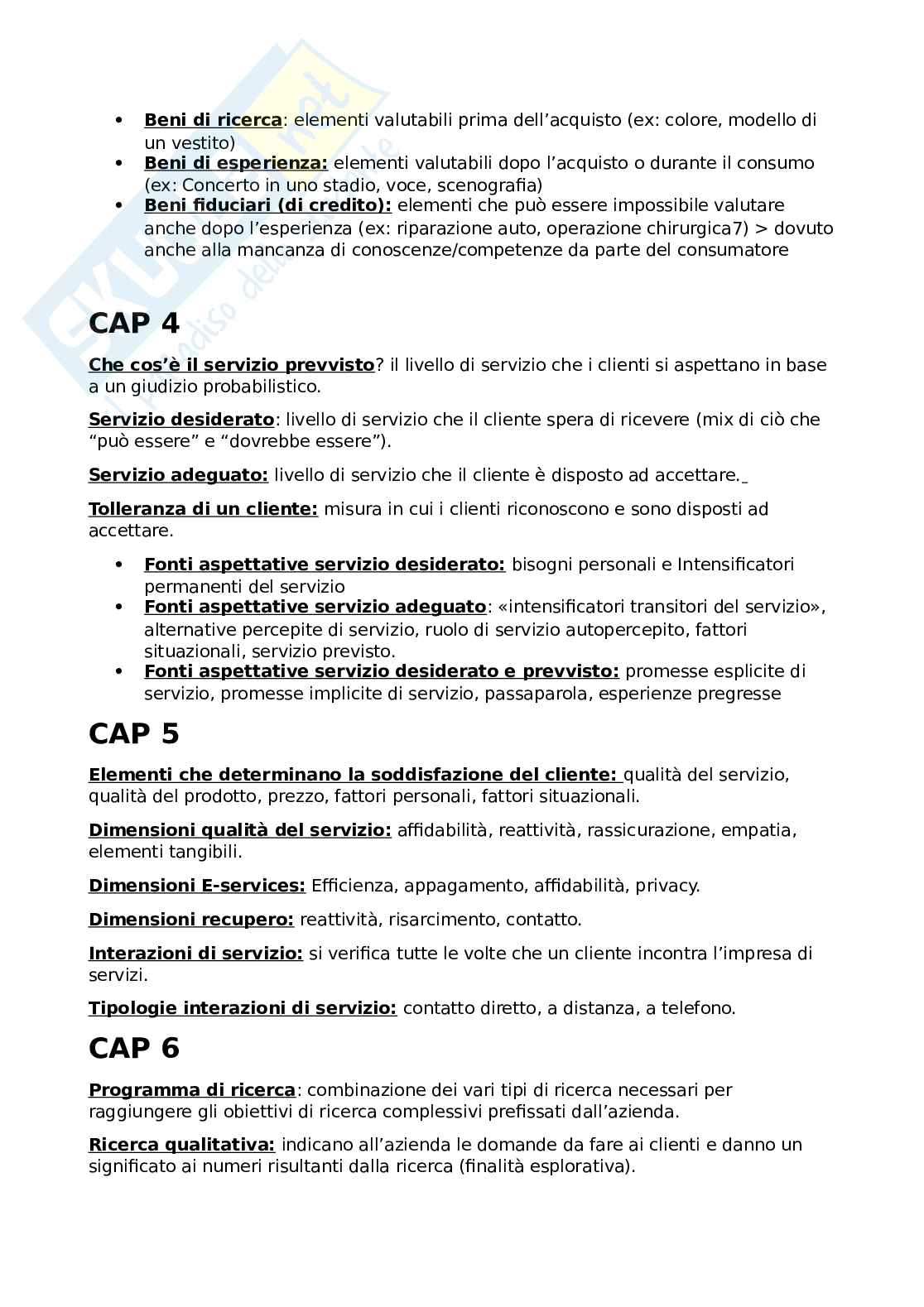 Domande Management e marketing dei servizi Pag. 2