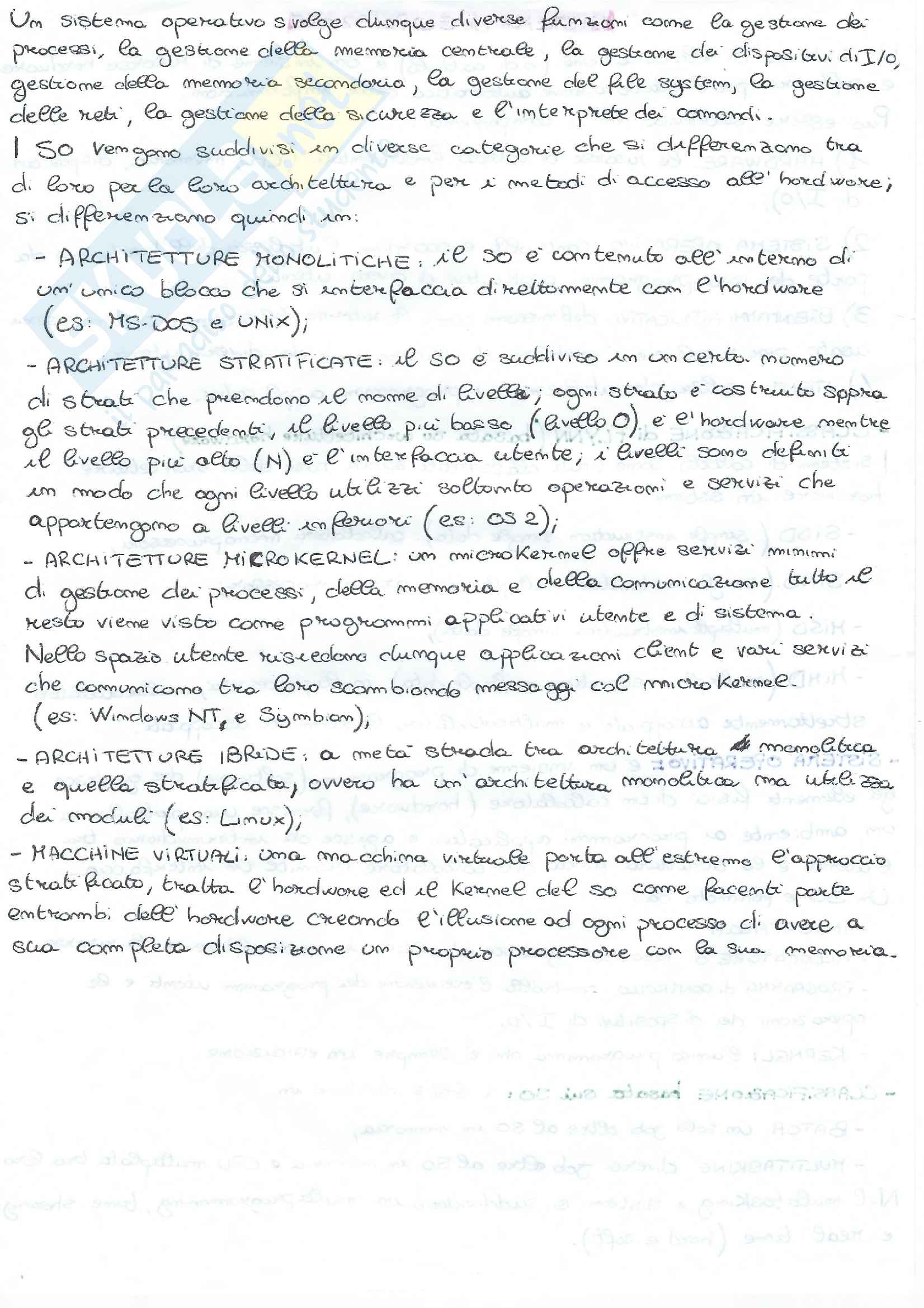 Riassunti esame "Sistemi Operativi", prof. Spalazzi Pag. 2