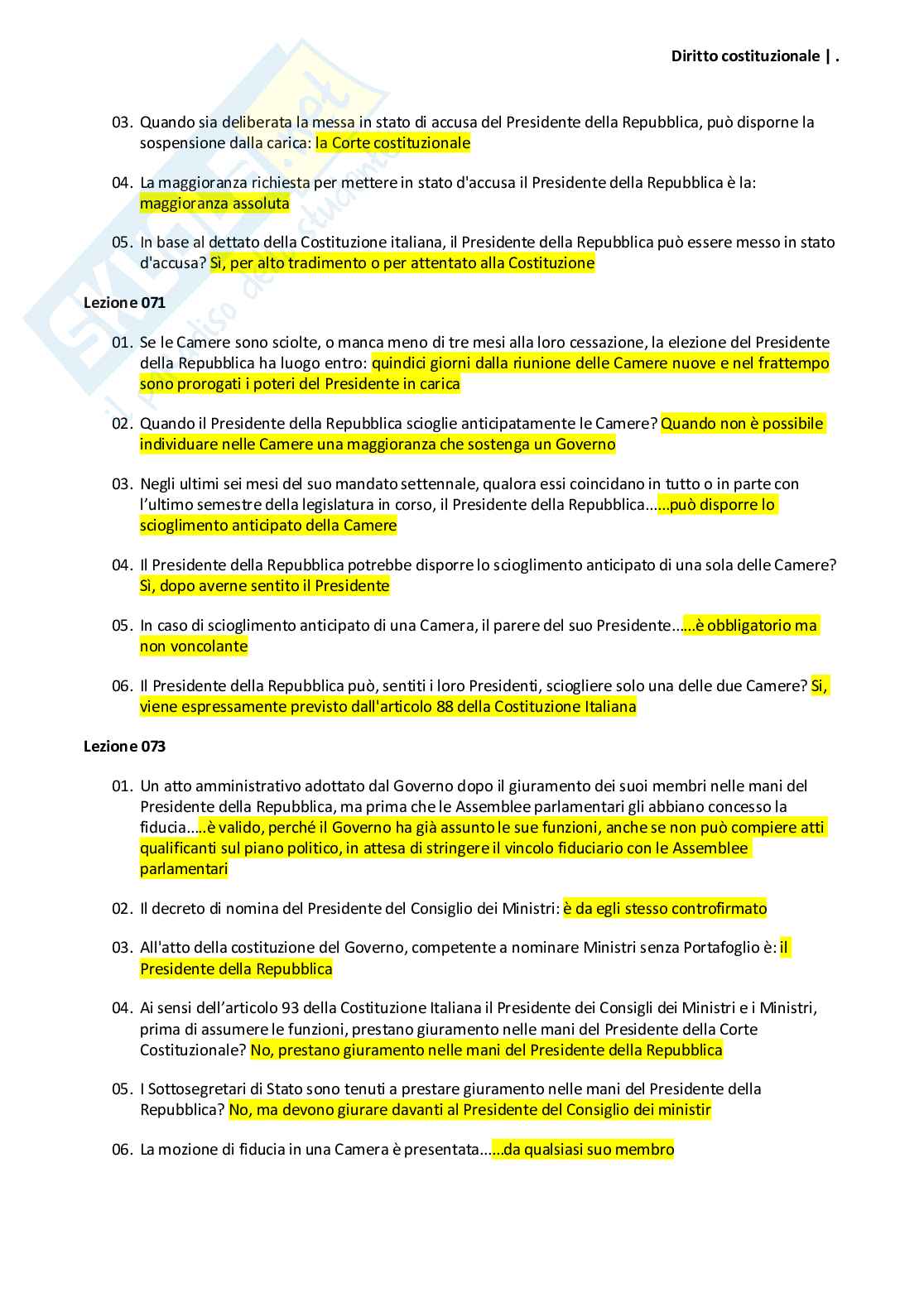 Risposte domande chiuse diritto costituzionale aggiornate 2025  Pag. 26