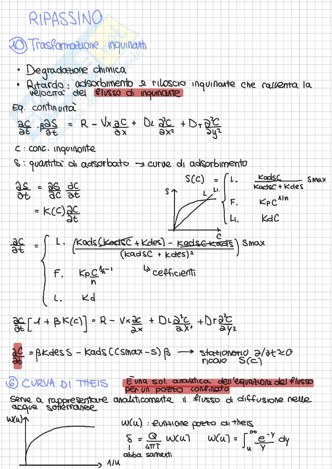 Schema di tutte le dimostrazioni richiesta all'esame di Fluidodinamica ambientale Pag. 1