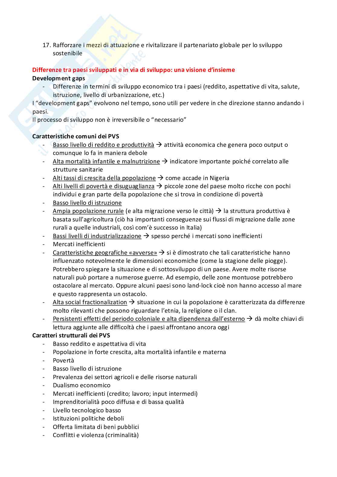 Economia dello sviluppo sostenibile Pag. 11