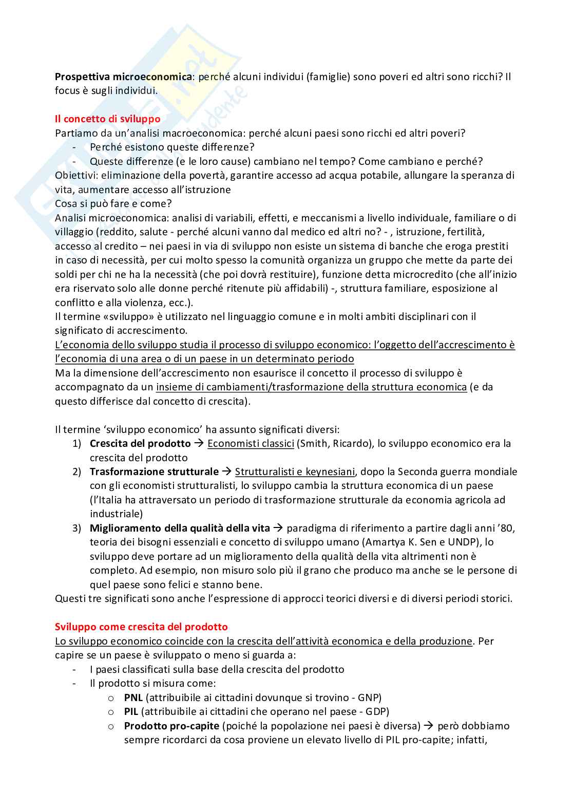 Economia dello sviluppo sostenibile Pag. 2