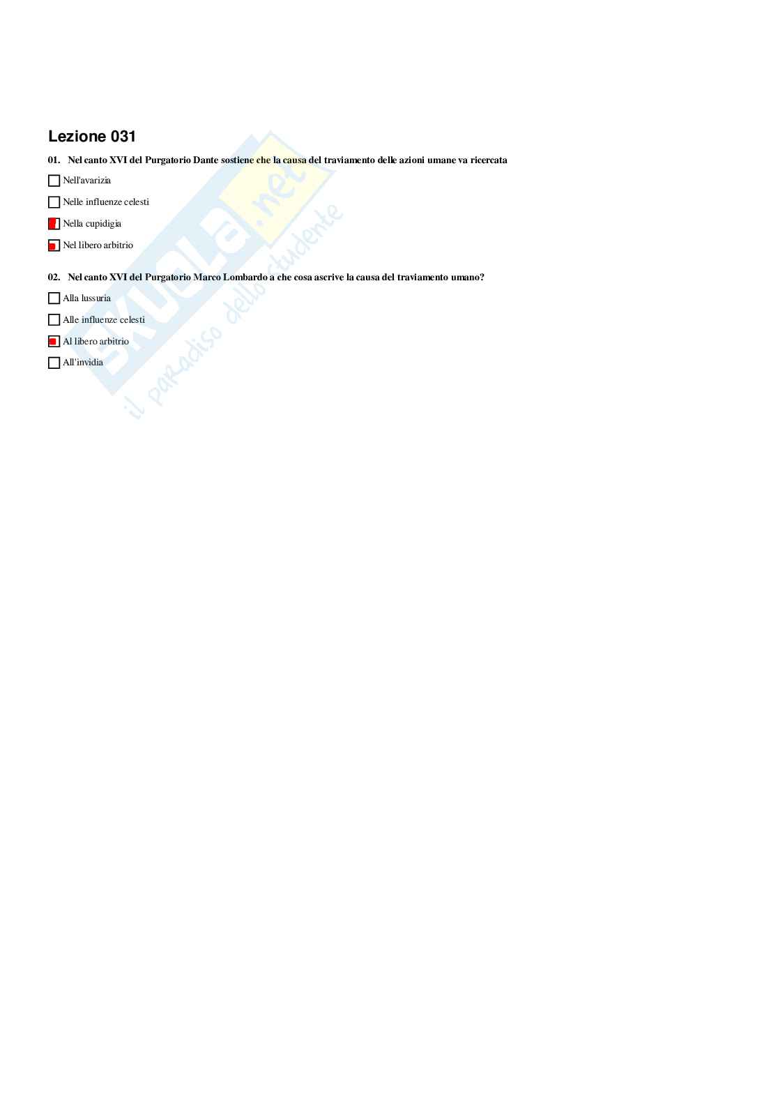 Paniere verificato e completo di Letteratura italiana (2025) - Risposte multiple  Pag. 66
