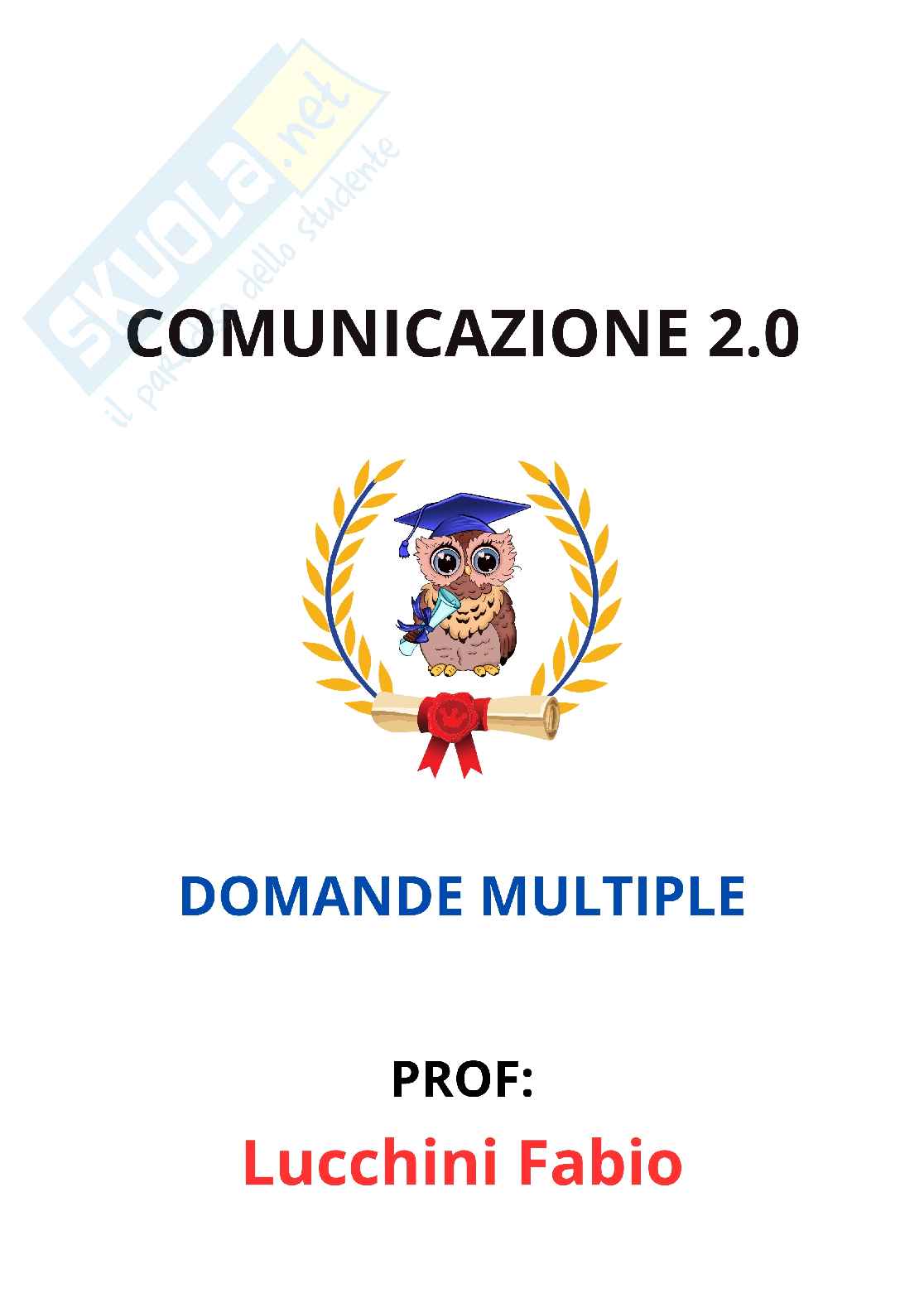 Paniere Comunicazione 2.0 - Risposte multiple - aggiornato (2025) Pag. 1