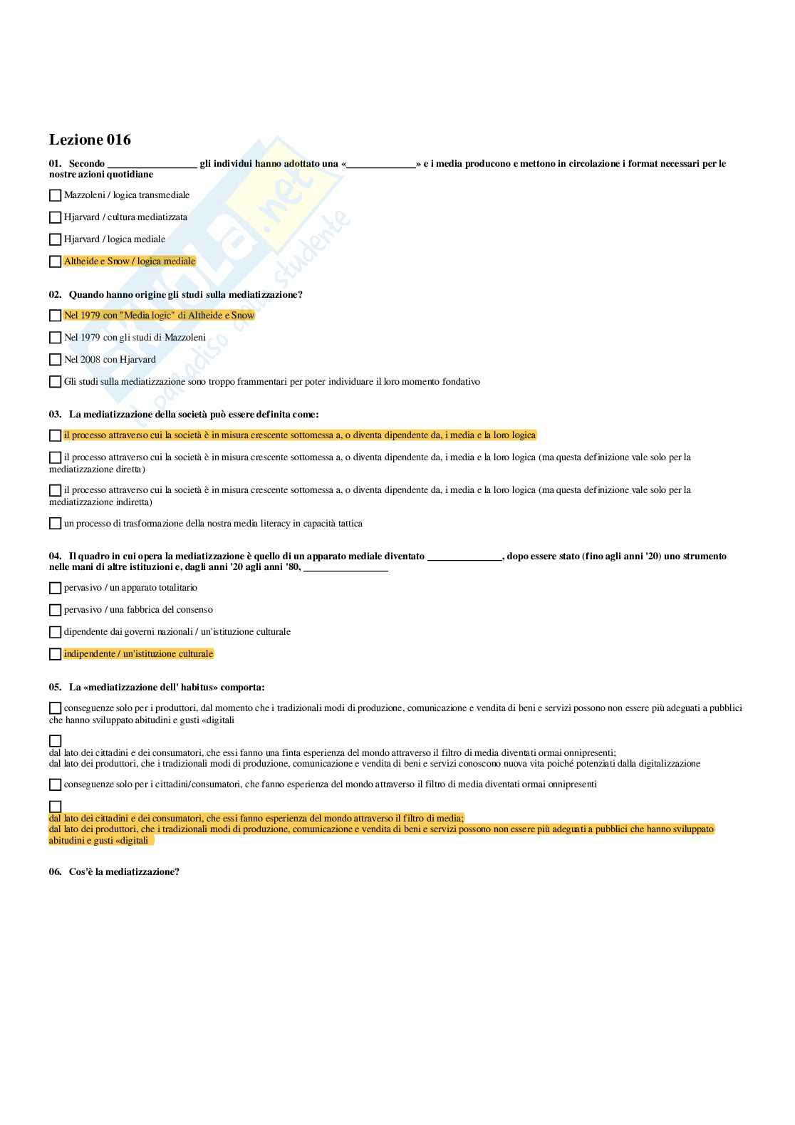 Paniere Comunicazione 2.0 - Risposte multiple - aggiornato (2025) Pag. 16